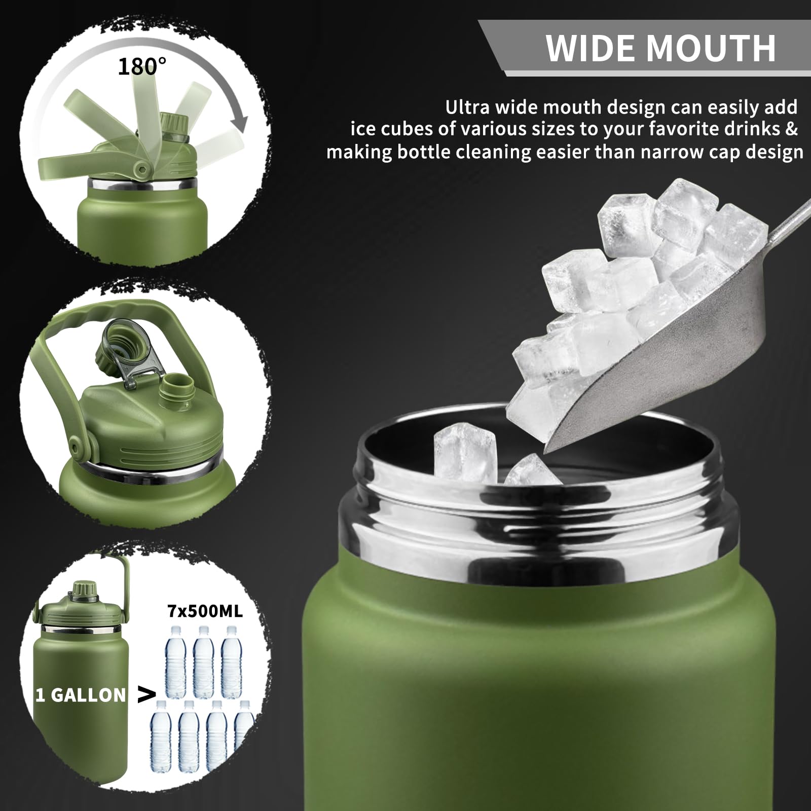 1 Gallon Water Bottle With Military Style Bottle Holder Bag Insulated Stainless Steel Water Jug