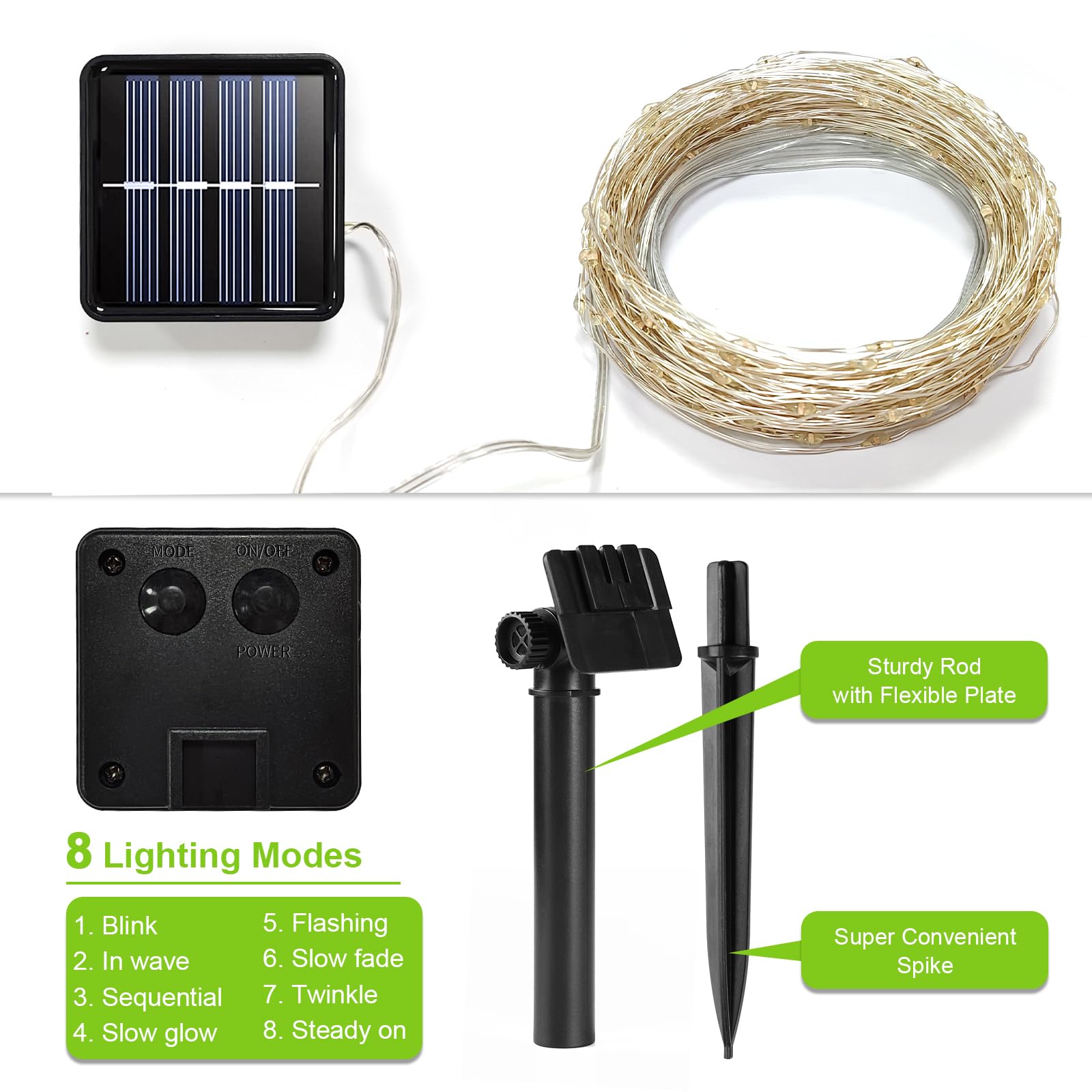 Aleney 2 Pack Solar Fairy Lights Outdoor , 99 Feet 300 Leds 8 Modes String Lights For Outside, Waterproof Solar Outdoor Light For Patio Yard Christmas Tree Halloween Wedding Party Decorations, Warm White