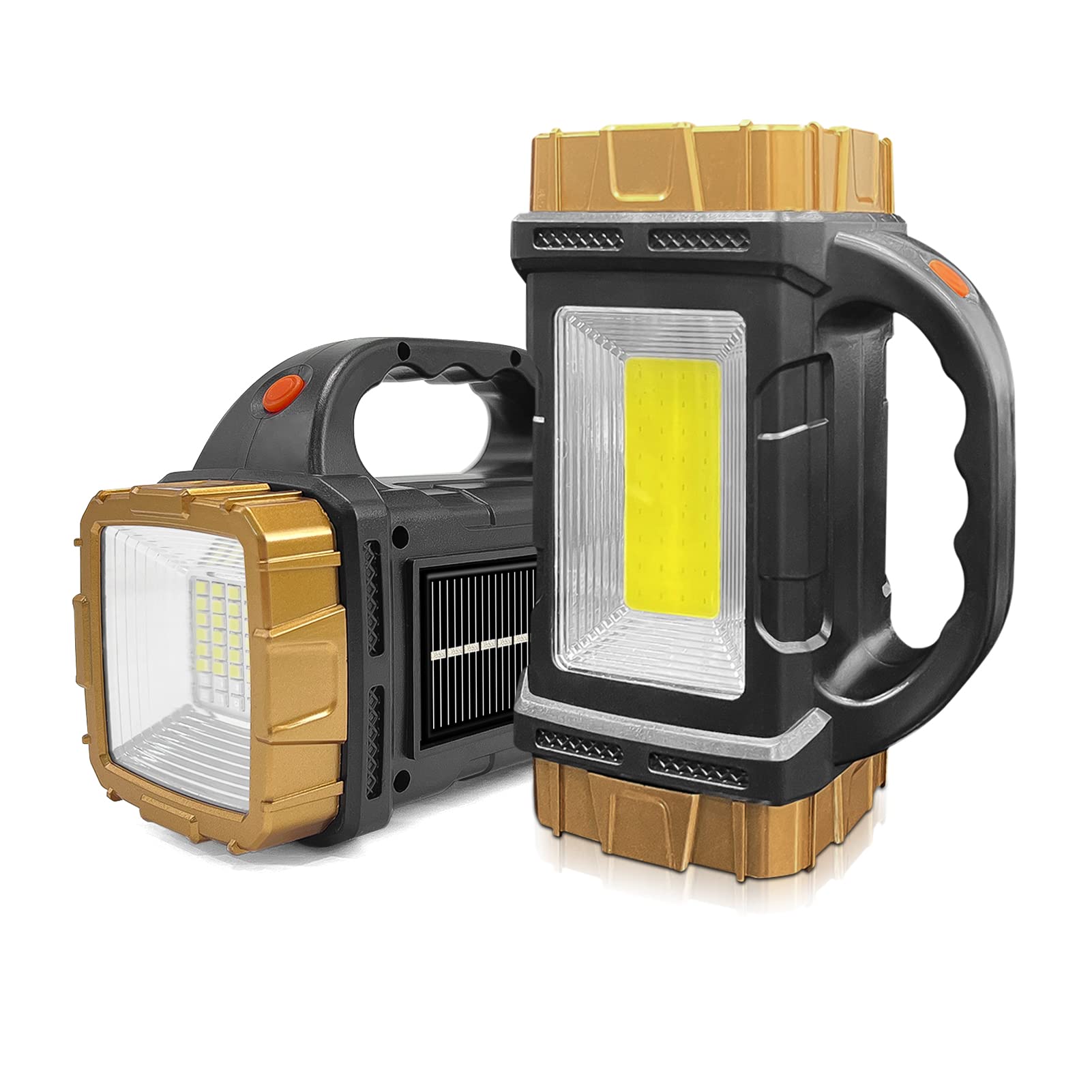 Civikyle 2-Pack Solar Flashlights High Lumens Rechargeable Outdoor Waterproof Spotlight Led Work Light Searchlight Lantern For Camping Emergencies