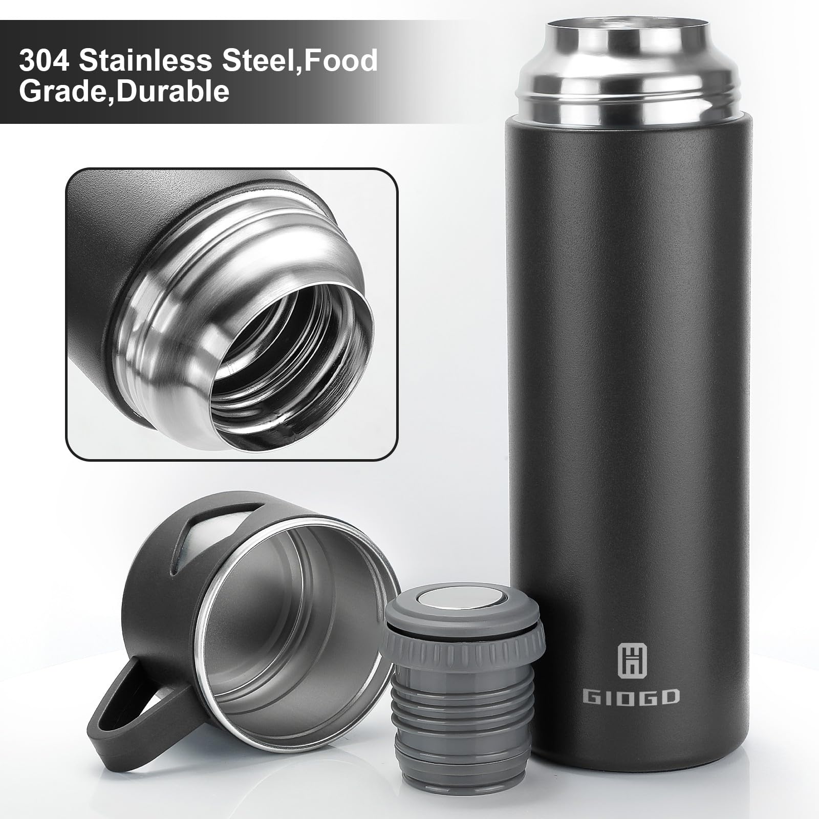 Stainless Steel Thermo 700Ml/23.7Oz Vacuum Insulated Bottle With Cup For Coffee Hot Drink And Cold