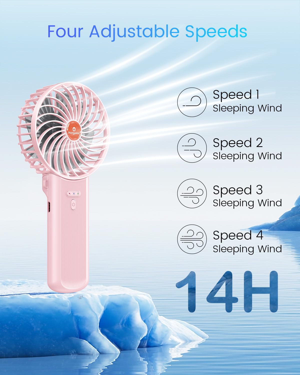 Portable Handheld Mini Fan Rechargeable: Small Hand Personal Foldable Fans 180° Adjustable 4 Speed