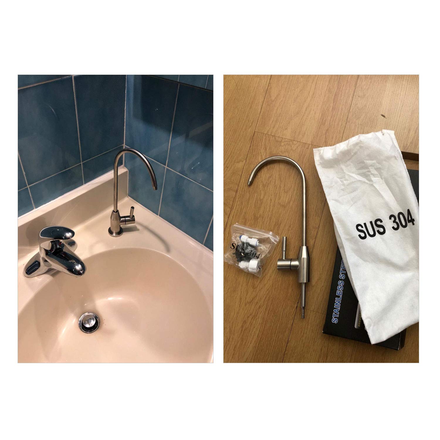 Kinglev Drinking Water Faucet, Kitchen Sink Faucet Beverage Faucet For Drinking Water Purifier Filter Filtration System, 1/4-Inch Tube, Lead-, Brushed Stainless Steel By Kinglev