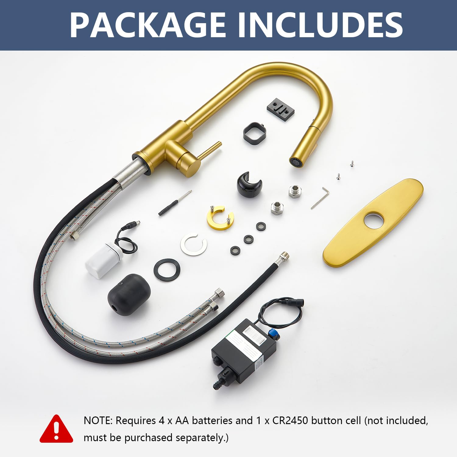 Tohlar Toucheless Kitchen Faucet Gold, Motion Sensor Kitchen Faucet With Pull Down Sprayer Hands- Single Handle Kitchen Sink Faucet Stainless Steel Brushed Gold