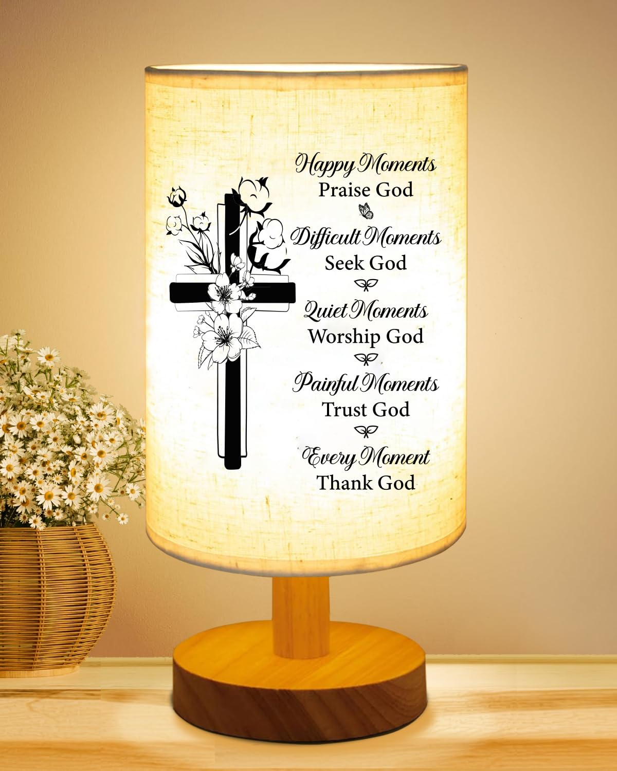 Gorgifty Christian For Women Faith, Inspirational Fabric Table Lamp , Christmas Birthday For Women, Men, Sister, Friends, Religious For Women, Bedside Table Lamp