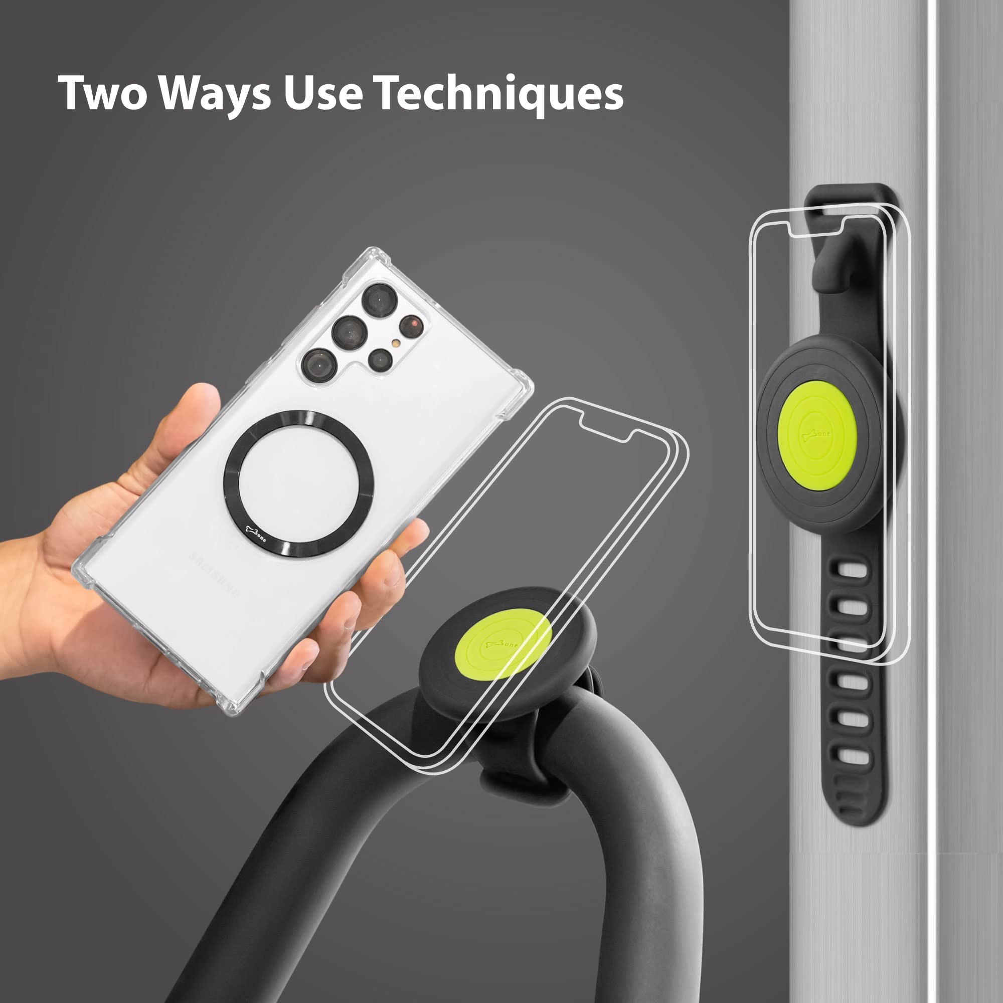 Bone Magnetic Fitness Phone Mount, Magsafe Phone Holder For Workout & Gym, Scratch- Silicone Strap With Anti-Slip Design, Universal Sport Phone Carrier For Most Smartphones (With Magnetic Sticker)