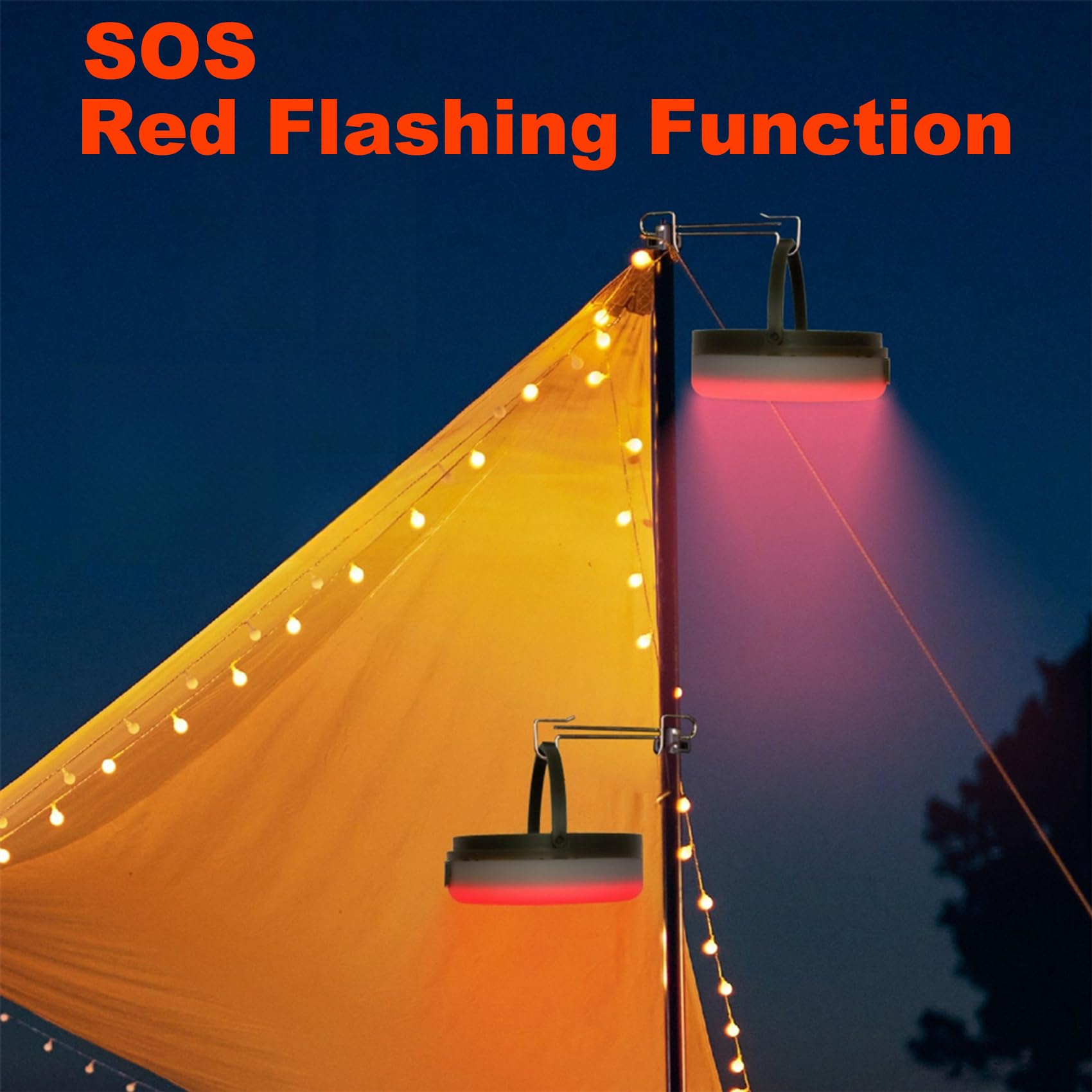 Yincord Camping String Lights, All In 1 Usb Rechargeable Lantern, Outdoor Retractable String Lights With 8 Lighting Modes, Quick 30S Recovery, Tent Lights For Camping, Hiking, Yard, Rv