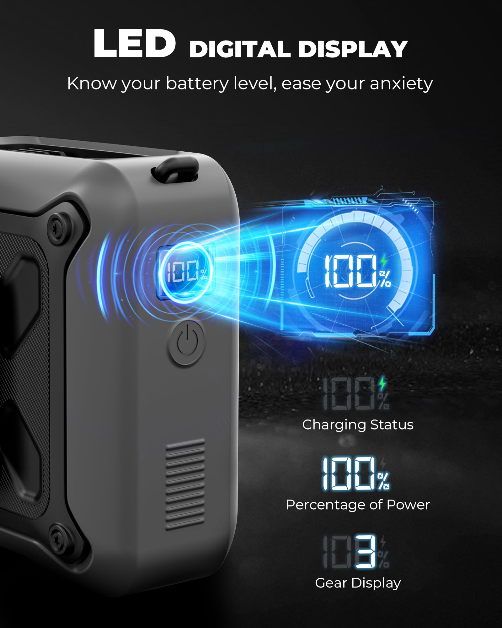 Portable Waist Fan Clip On Belt Under Shirt W/Led Display & Flashlight, 8000Mah Battery Powered