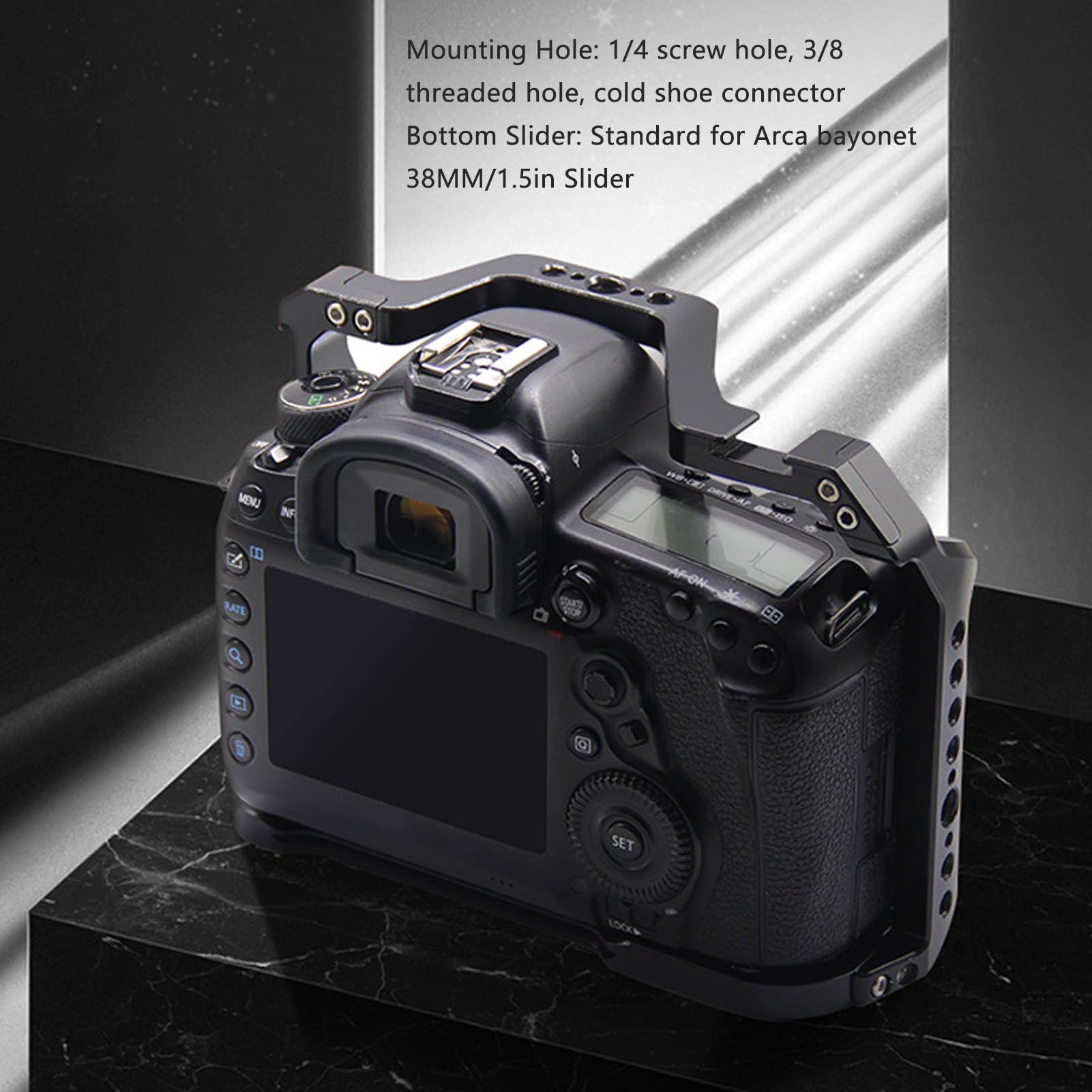 Yoidesu Camera Cage For 5Dmark3 5Dmark4, Aluminum Alloy Rugged Camera Stabilizer, Video Camera Cage Rig With Threaded Hole Cold Shoe Support Equipment Expansion