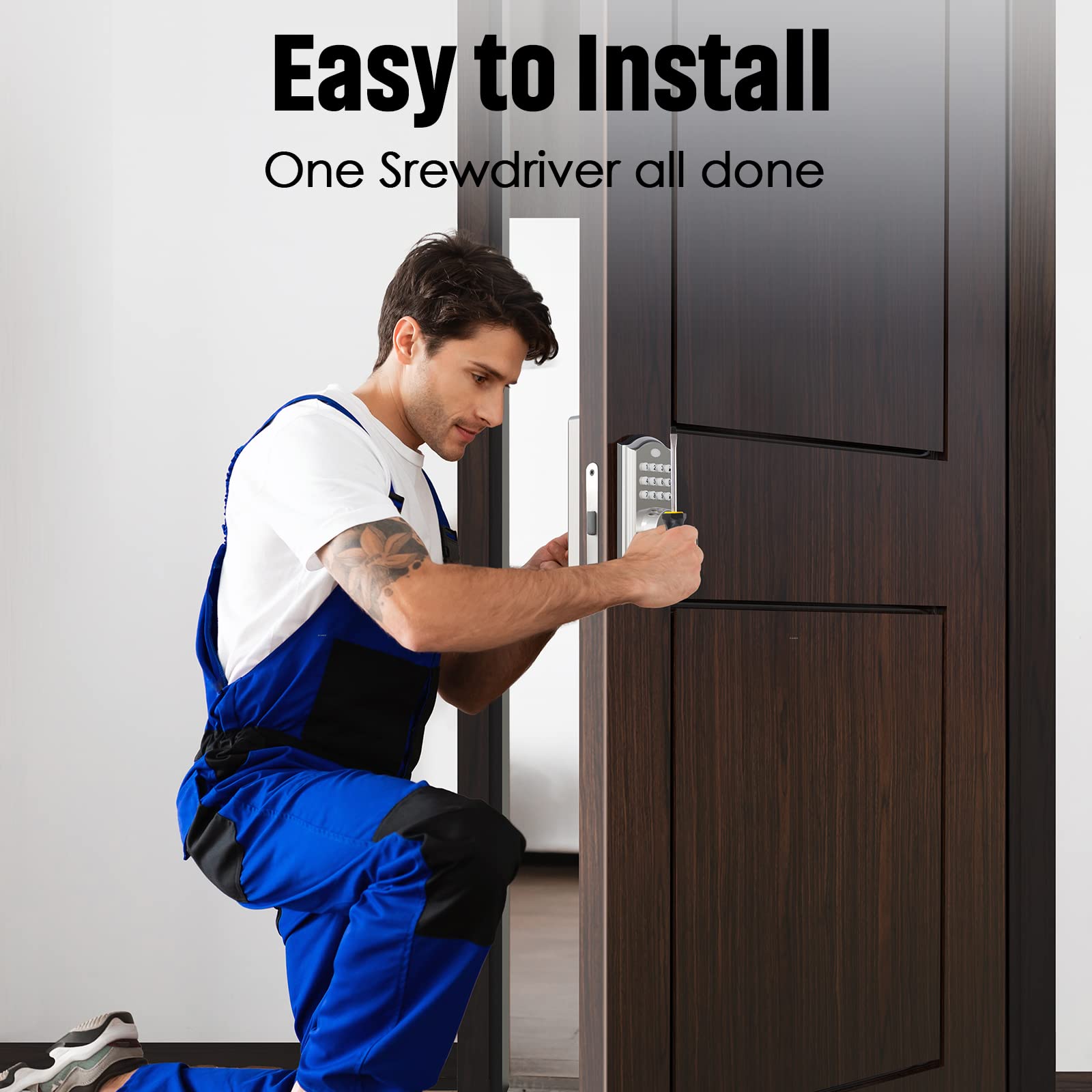 Elamor Keyless Entry Door Lock - Electronic Door Lock With Keypad, Smart Deadbolt Lock With Auto Lock, Security Waterproof Smart Lock, Easy To Install, Ideal For Front Door, Home Use, Apartment - M19