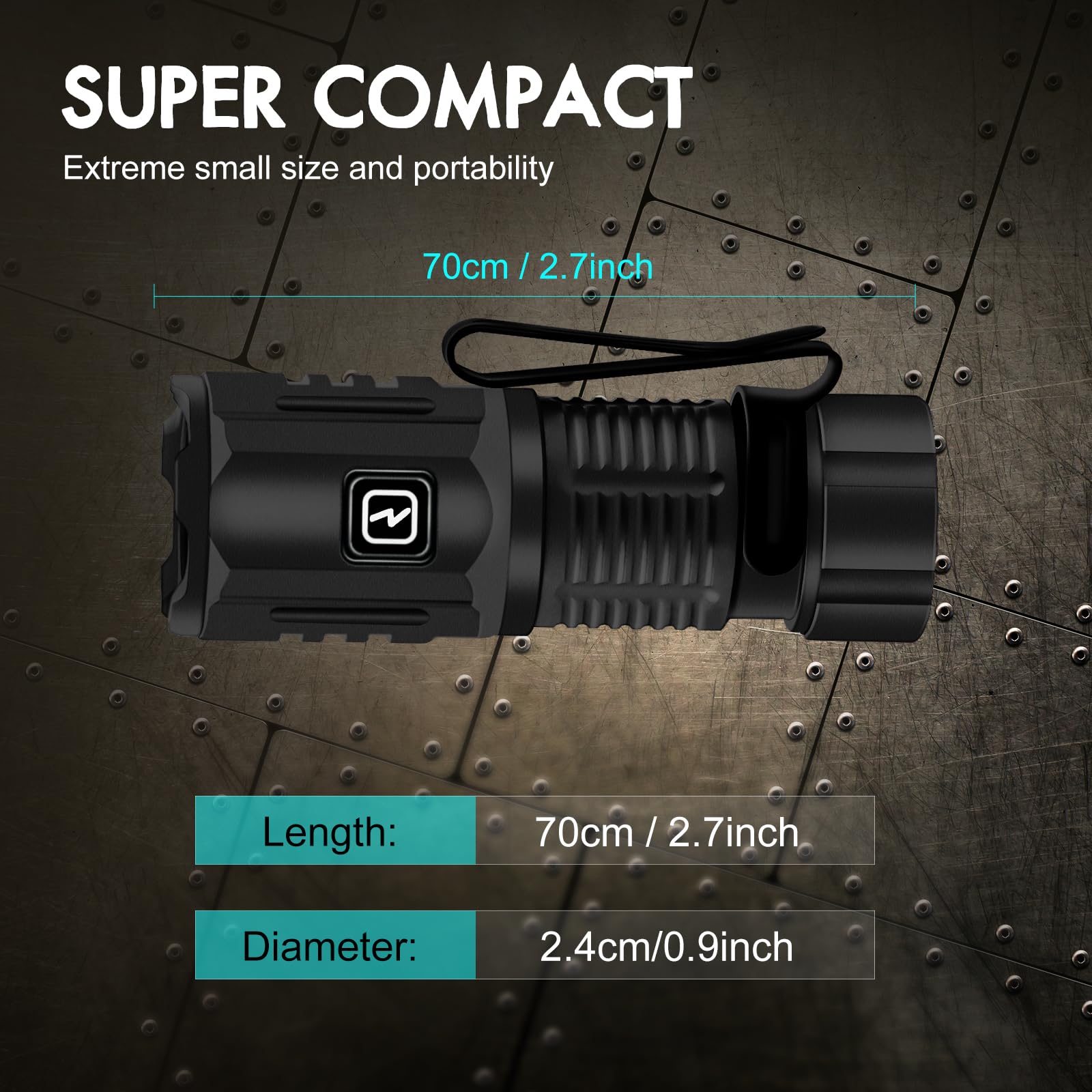 Ruisiya Rechargeable Edc Flashlight 1200 Lumens 3 Light Sources Compact Pocket Clip Light, Led Super Bright Small Flashlight,7 Modes Portable Magnetic Mini Flashlight For Outdoor Camping Emergencies (Black)