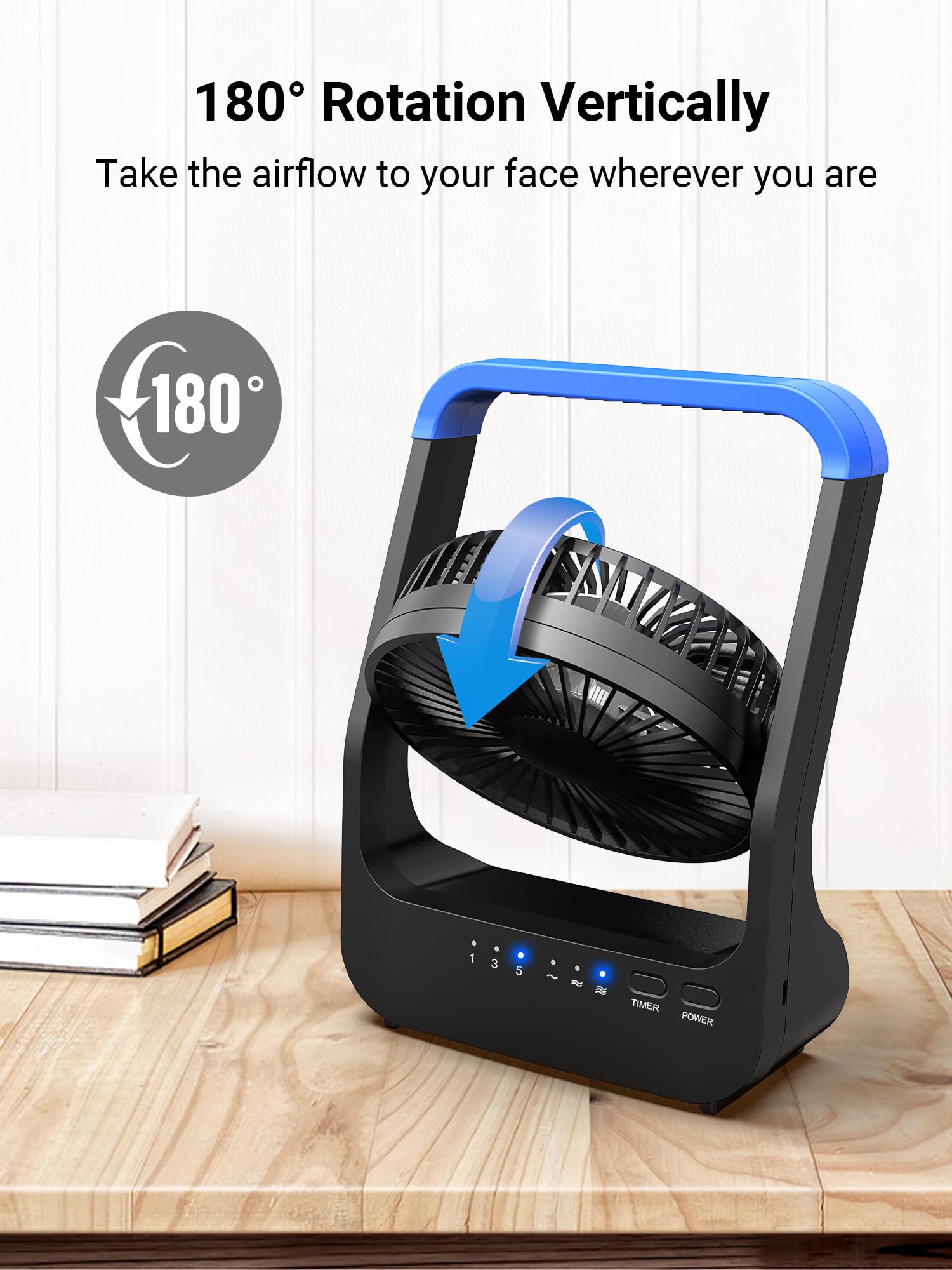 Portable battery-operated fan with D-cell power, long-lasting performance, perfect for camping and outdoor use