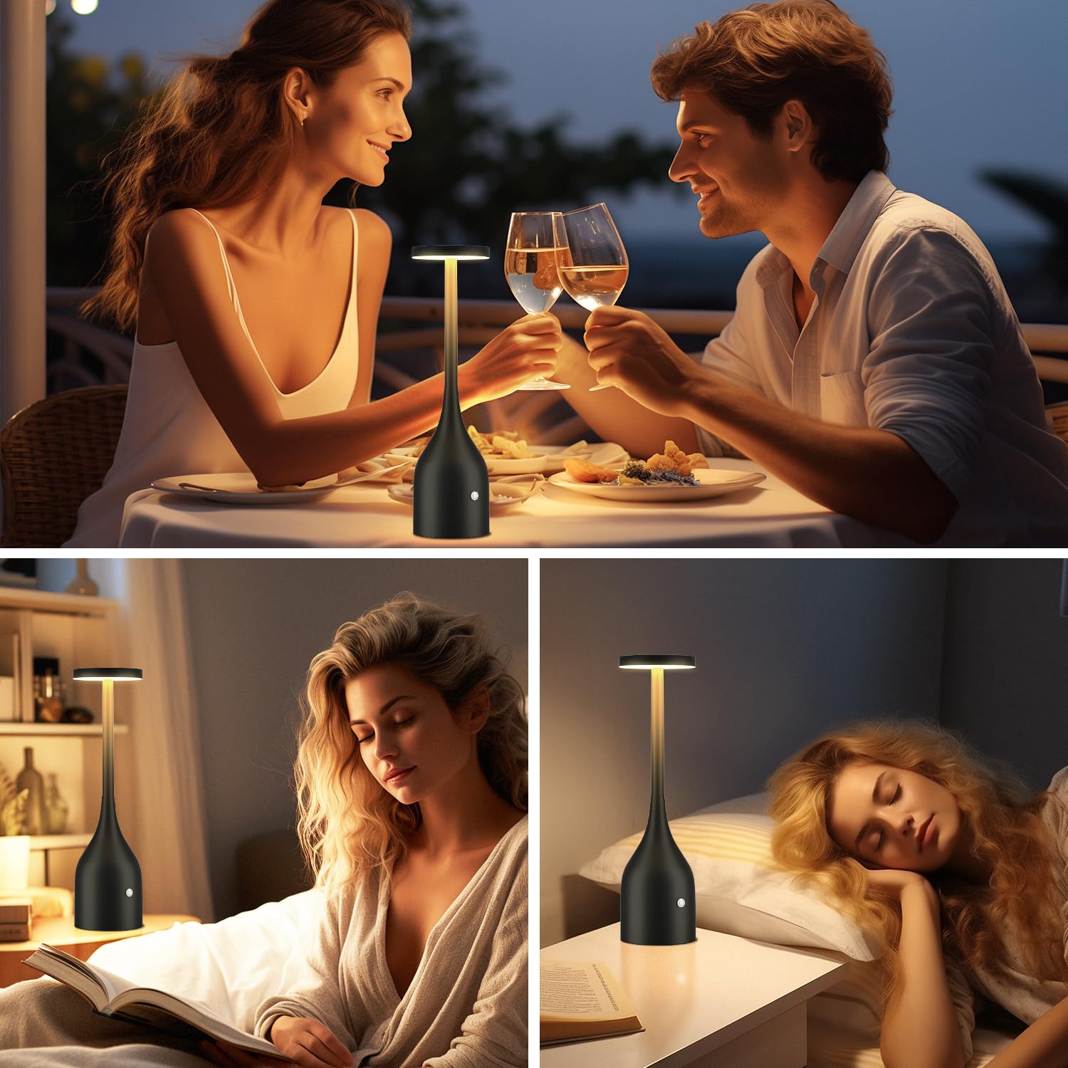 Yogaret Cordless Table Lamps Set Of 2,Small Rechargeable Lamps Battery Operated Lamp Waterproof For Outdoor Patio,Home Dinner,Restaurant Dining,Bar,Portable Wireless Led Table Light 3 Way & Stepless Dimmable