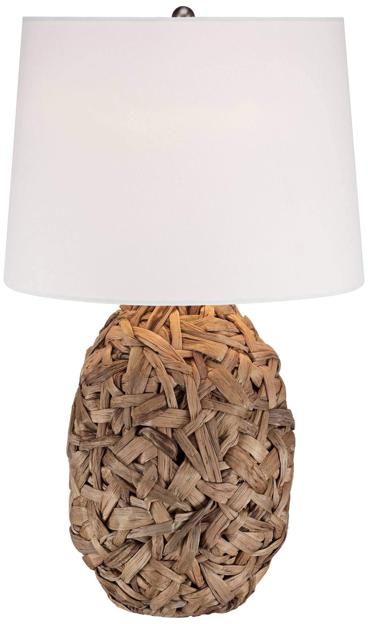 360 Lighting Nantucket Modern Coastal Nautical Table Lamp 26" High Natural Woven Seagrass White Tapered Drum Shade Decor For Bedroom Living Room House Home Bedside Nightstand Office Entryway