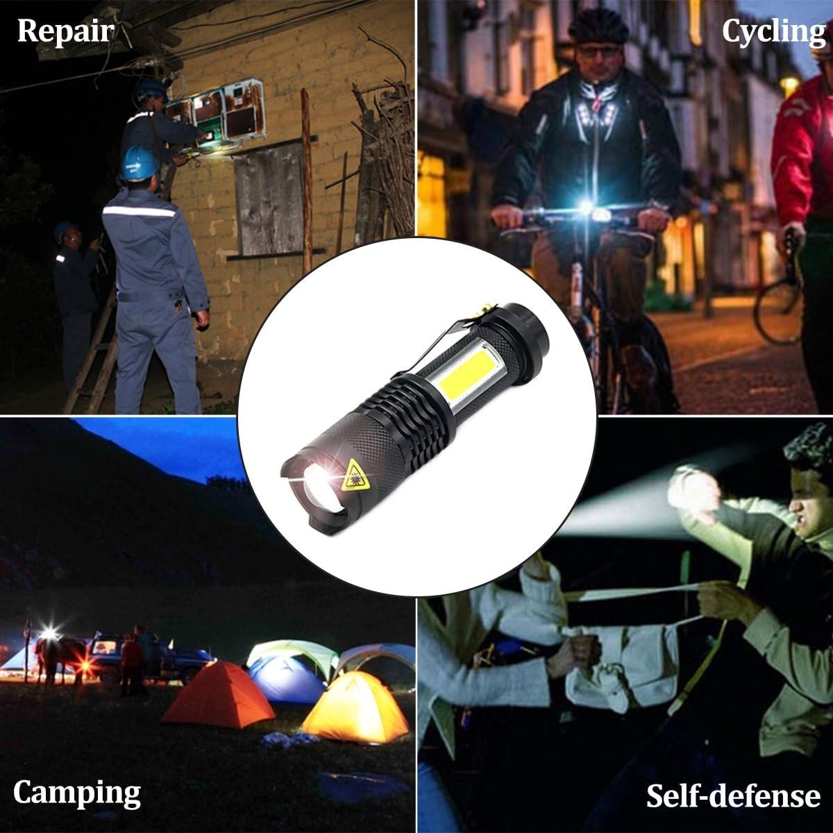 Modoao Cob Led Flashlights,Ultra Bright 4 Modes Mini Handheld Torch,Waterproof Pocket Lights Handheld Flashlight (10 Pack)