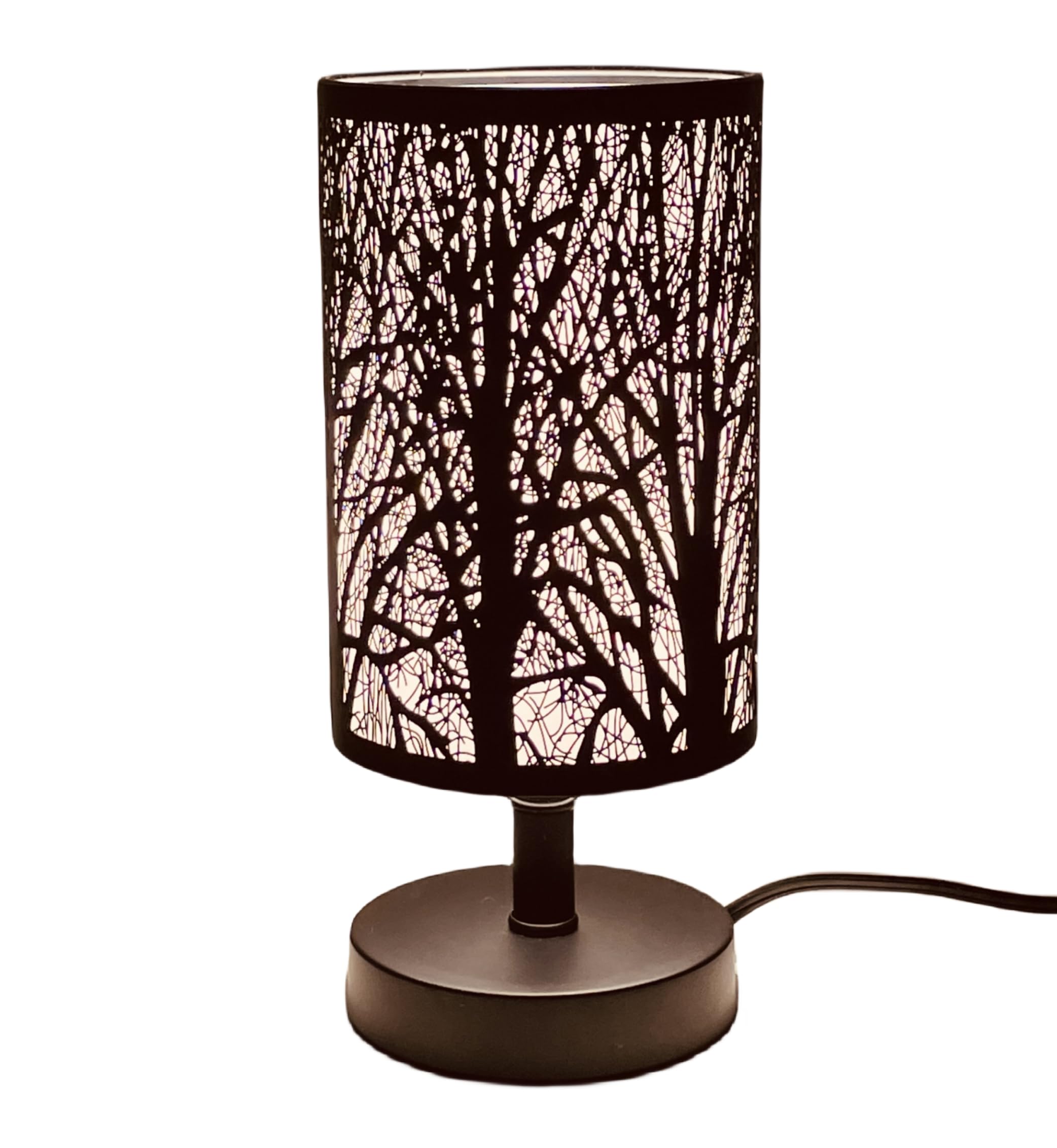 Amyoxu Table Lamps Bedside Nighting Light Decorative Nightstand Lamp For Bedroom, Living Room, Black Metal Shade Forest Lighting