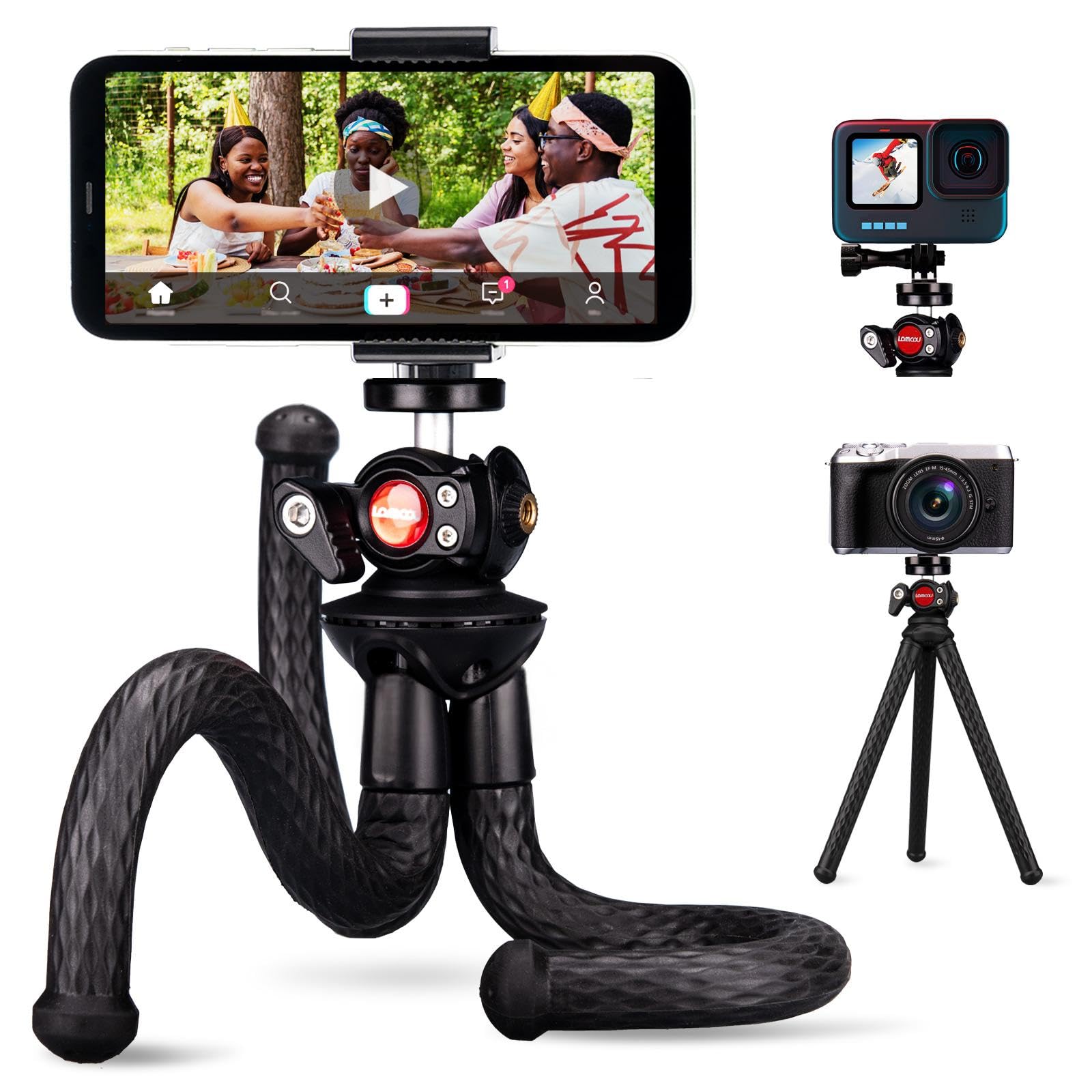Lammcou Phone Flexible Tripod Actioncam Lightweight Vlogging Bendable Travel Octopus Gorilla Portable Mini Tripods Dslr Hero 12 11 10 Trípode For Vlogging Video Recording