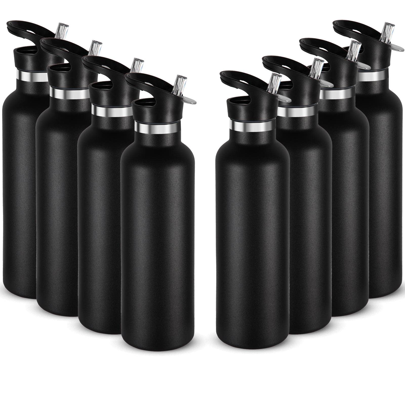 Neihepal 24Oz Insulated Water Bottles Bulk 8 Pack,Stainless Steel Double Wall Sport Bottle