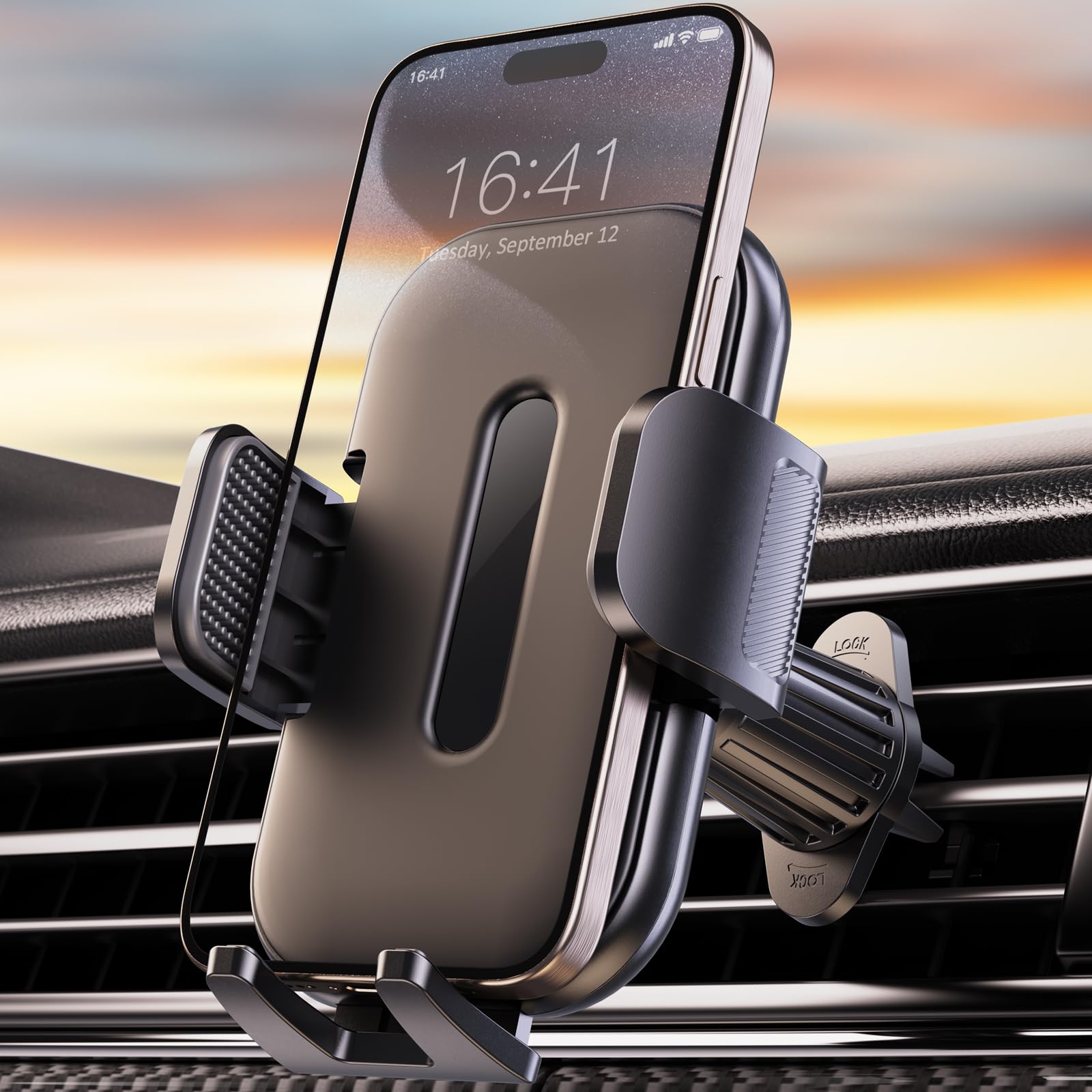 Niyevn Car Phone Holder Mount, Metal Hook Clip Car Vent Phone Mount, Hands- Air Vent Phone Holders For Your Car Compatible With Iphone 16/15/14/13/12/11 Series And All Phones