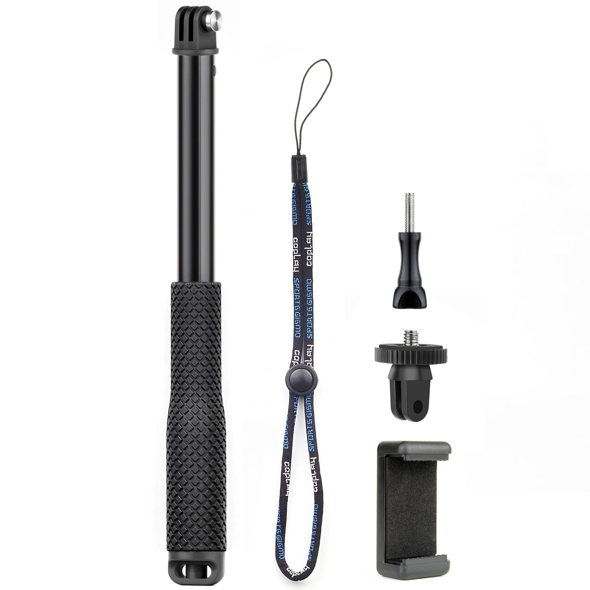 Gepuly Waterproof Selfie Stick Pole Hand Grip Adjustable Underwater Monopod For Gopro Hero 13 12 11 10 9 8 7 6 5 Akaso Dji Osmo 5 Pro Action Camera Black