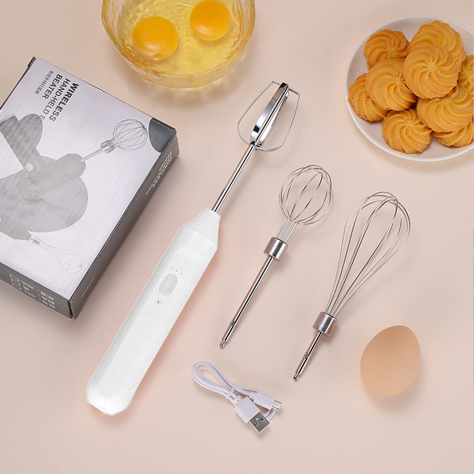 Gigicial Electric Hand Blender, Three Different Speeds, Coffee Blender For Cappuccino, Matcha And Eggs (White)