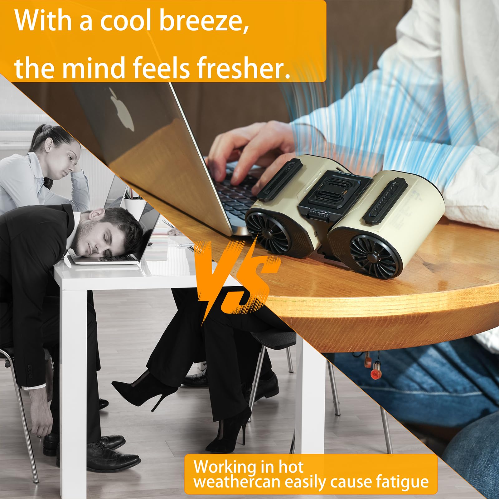 Portable Waist Fan Detachable Double Fan Combination Turbo Technology10000 Mah 5-Speed 13000Rpm Clip