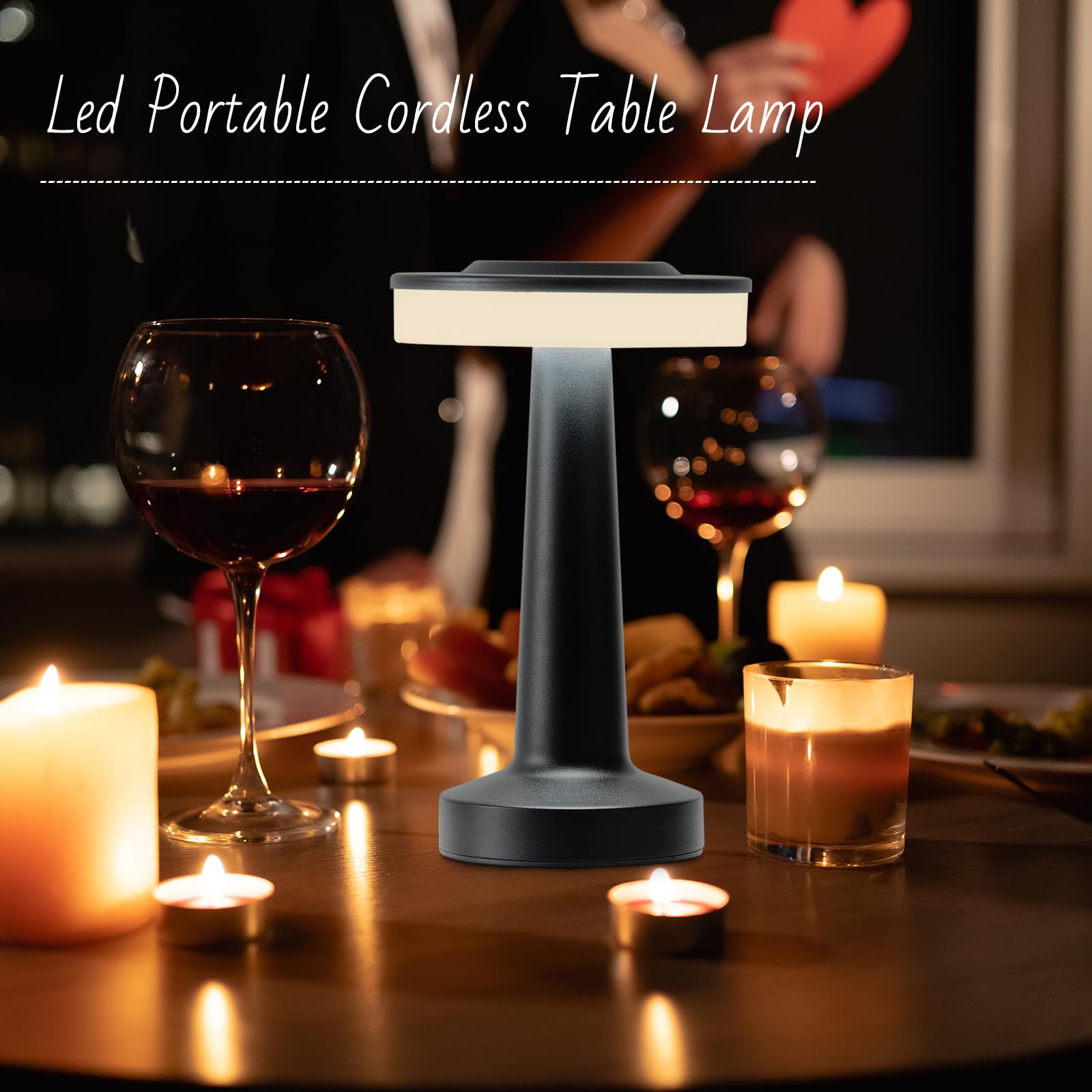 Lstvzsnrx Portable Led Table Lamp With Touch Sensor, Night Lamp With 3-Levels Brightness, Rechargeable Battery, Multiple Uses For Kids Nursery, Nightstand Lamp, Bedside Lamp (Black)