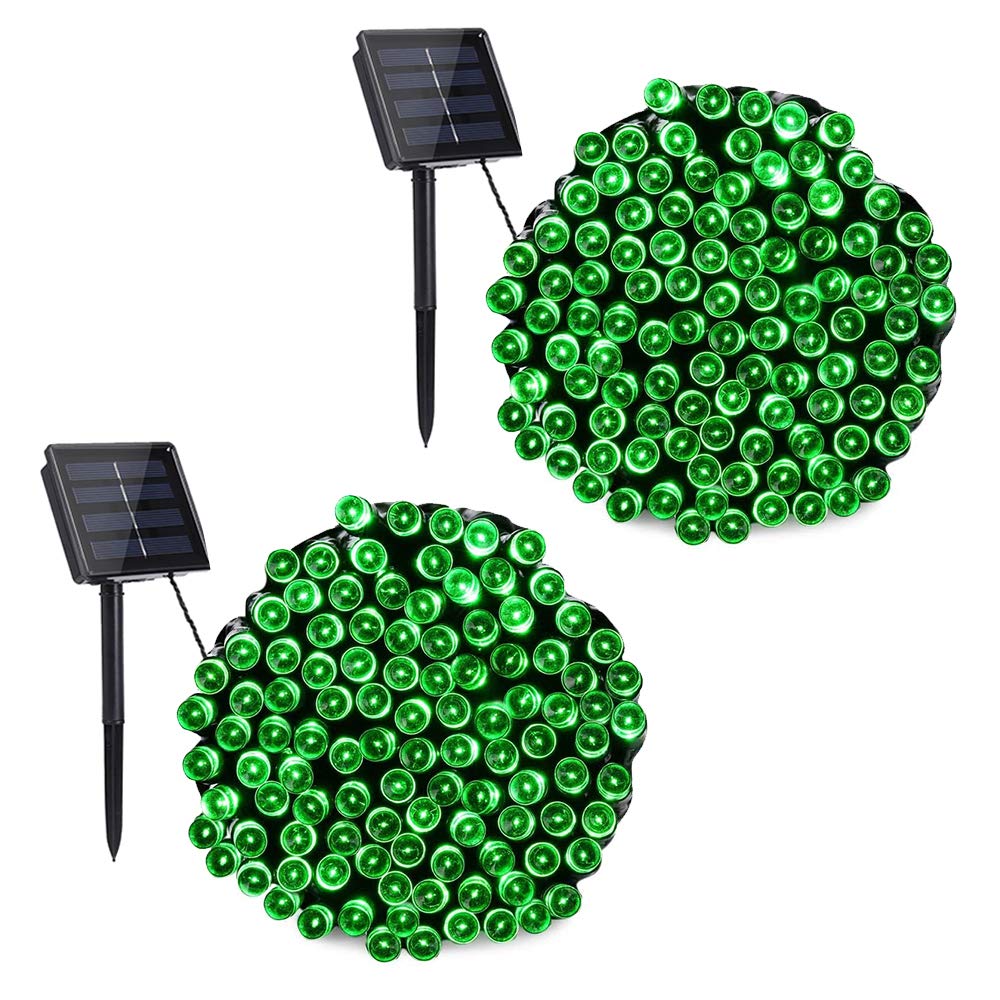 Toodour Solar Christmas Lights, 2 Packs Total 144Ft 400 Led 8 Modes Solar String Lights, Waterproof Solar Outdoor Christmas Lights For Garden, Patio, Fence, Balcony, Christmas Tree Decor - Green