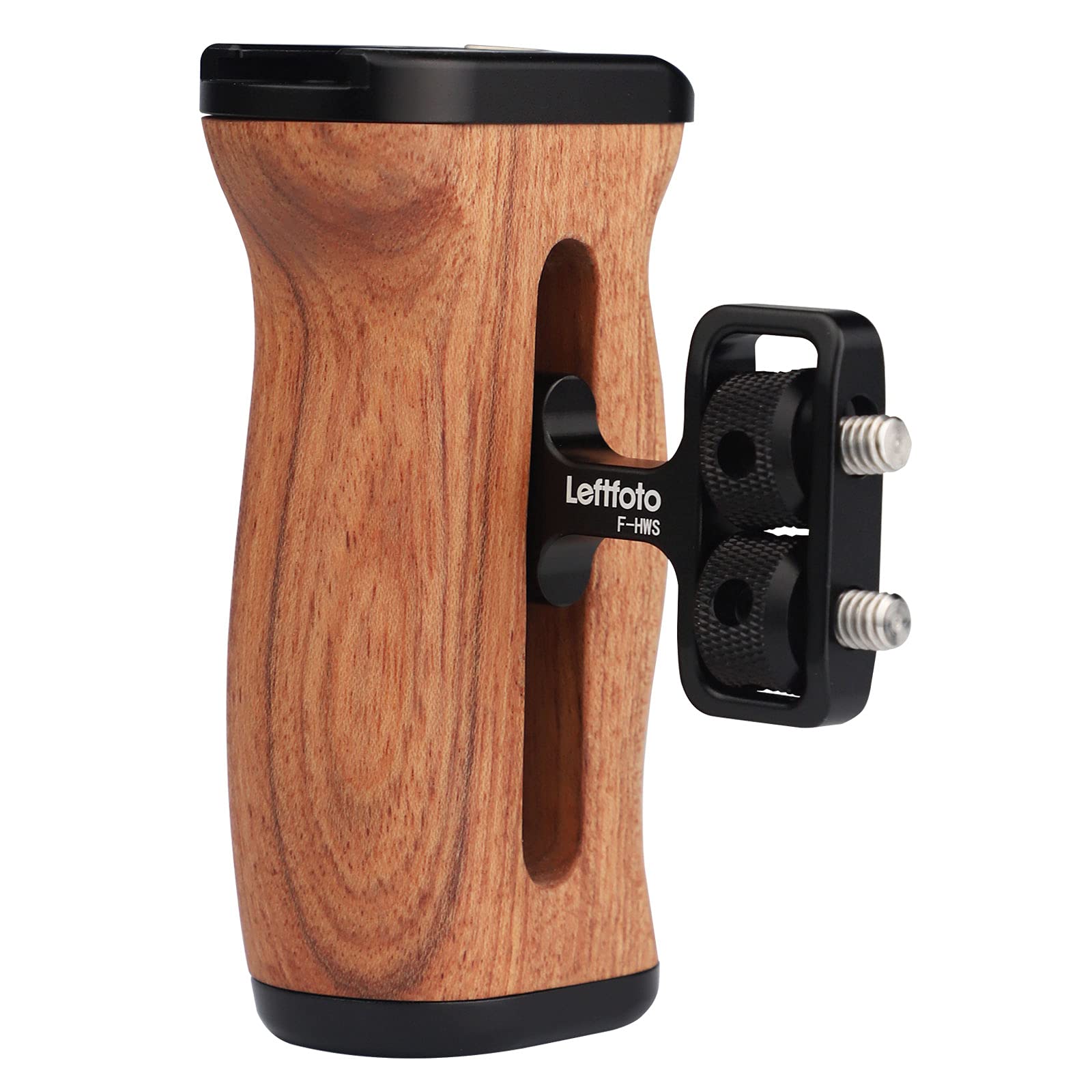 Leftfoto Universal Side Wooden Handle Grip,For Dv Video Cage Rig Dslr,With Cold Shoe Mount 1/4 Screw,Woodgrain Finish