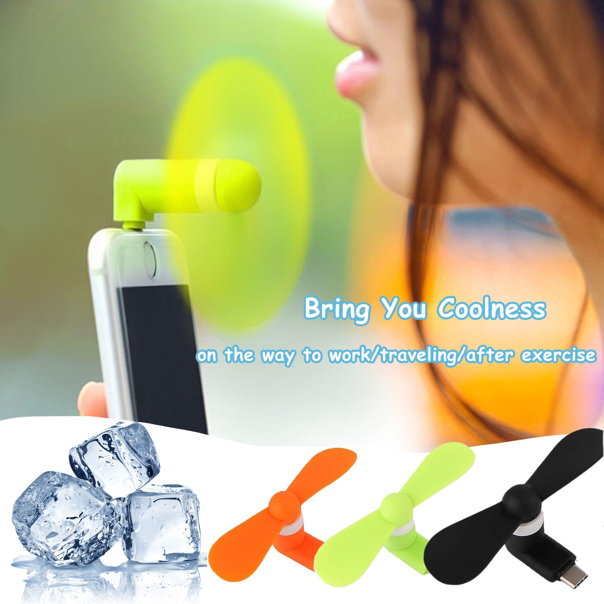 Usb Type C Mini Fan 3 Pcs Type C Small Fan For Phone, Fans Compatible