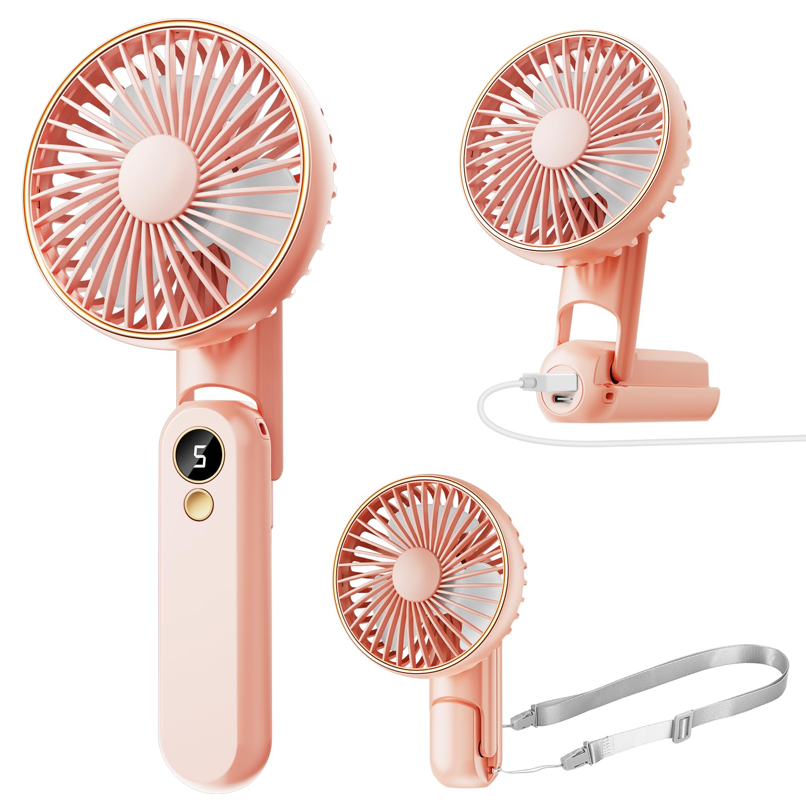 Portable Handheld Fan, 180° Foldable Personal Fan As Power Bank, Usb Rechargeable Mini Hand Fan - Koospark
