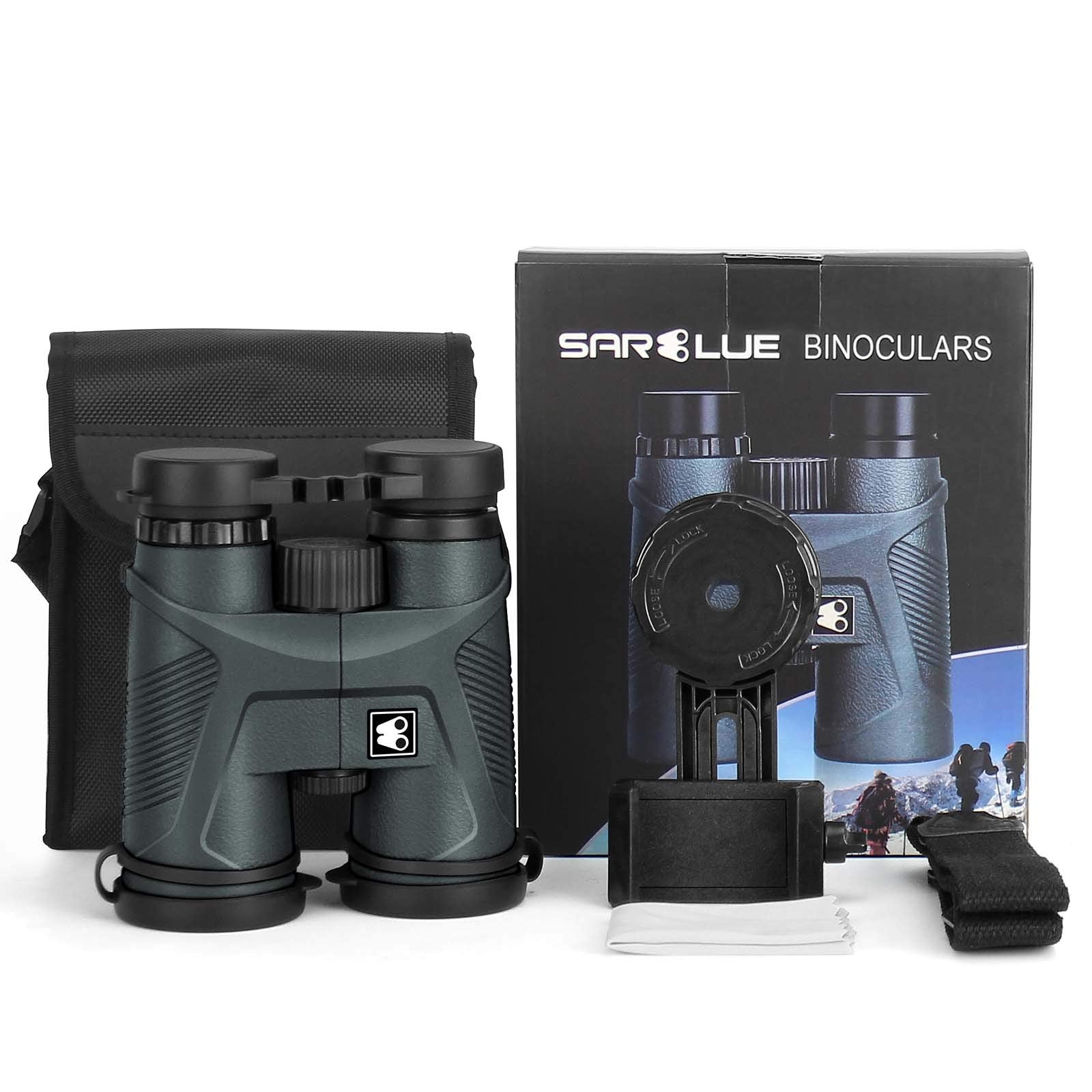 Sarblue 10X42 Binoculars For Adults With Smartphone Adapter, Bak4 Prism And Fmc Lens, Hd Professional Binoculars For Bird Watching Travel Stargazing Hunting Wildlife Watching Outdoor Concerts Sports