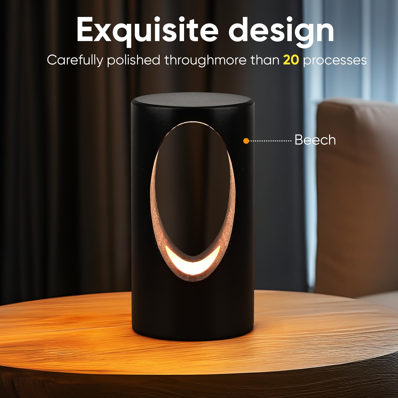 Lonrisway Led Wood Table Lamp,Natural Beech Bedroom Bedside Night Light, Dimmable Led Lighting, Creative Home Decor Desk Lamp, Unique House Warmging