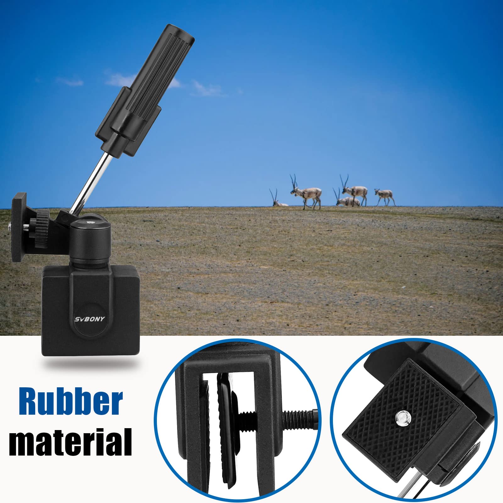 Svbony Sv126 Car Window Mount Adjustable Vehicle Clamp Mount Compact For Spotting Scope Monocular Binocular Telescope Slr Camera With Mounting Thread