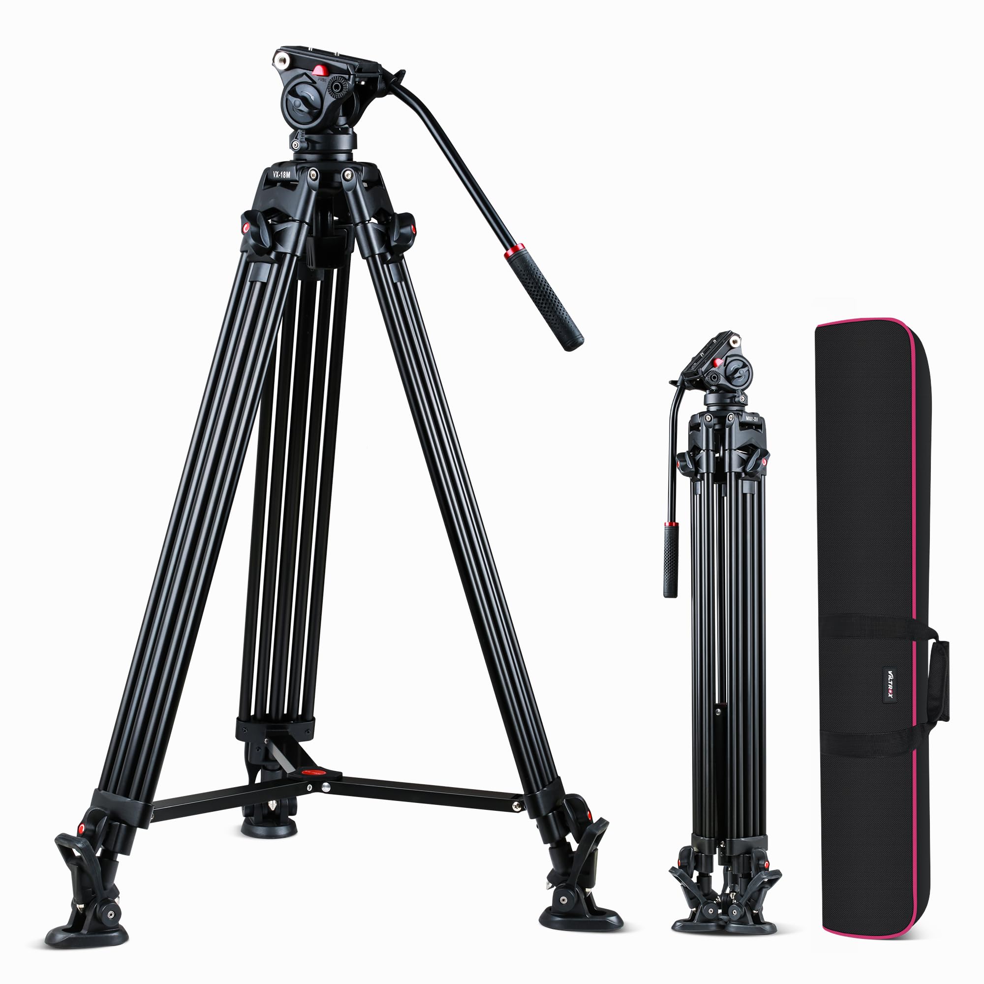 Viltrox 74" Heavy Duty Tripod, Video Tripod With Adjustable Damping 360° Fluid Head, Professional Camera Tripod With Universality Qr Plate,Flexible 360° Pan&+90°/-75° Tilt, Max Load 22Lb/10Kg