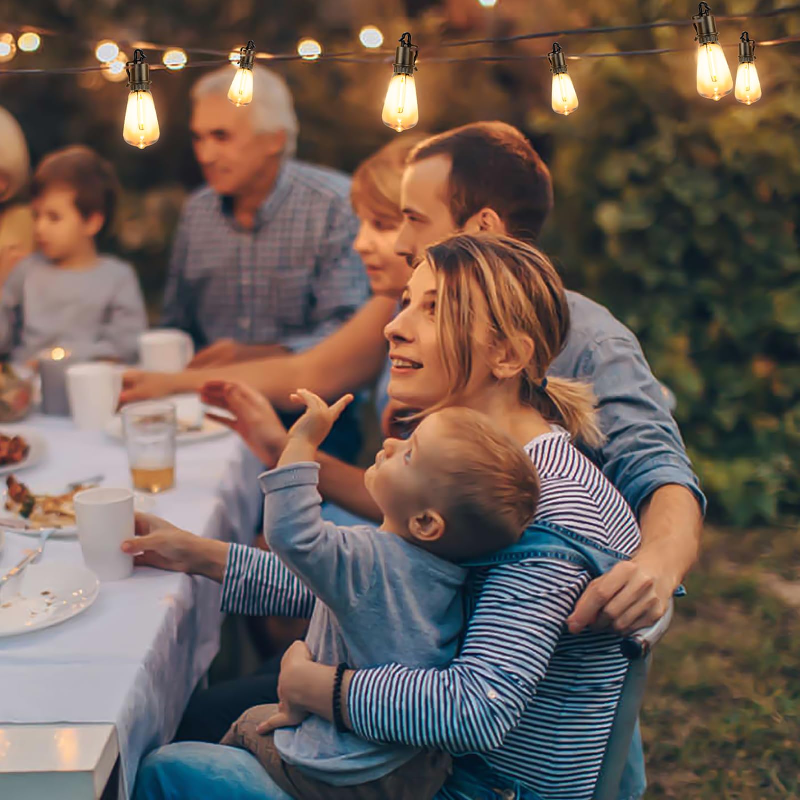 Oooled Solar String Lights Outdoor Waterproof 100Ft With Remote, 52 Led Shatterproof St38 Vintage Edison Bulbs, 3 Light Modes, Dimmable& Timable Hanging Lights For Outside Backyard