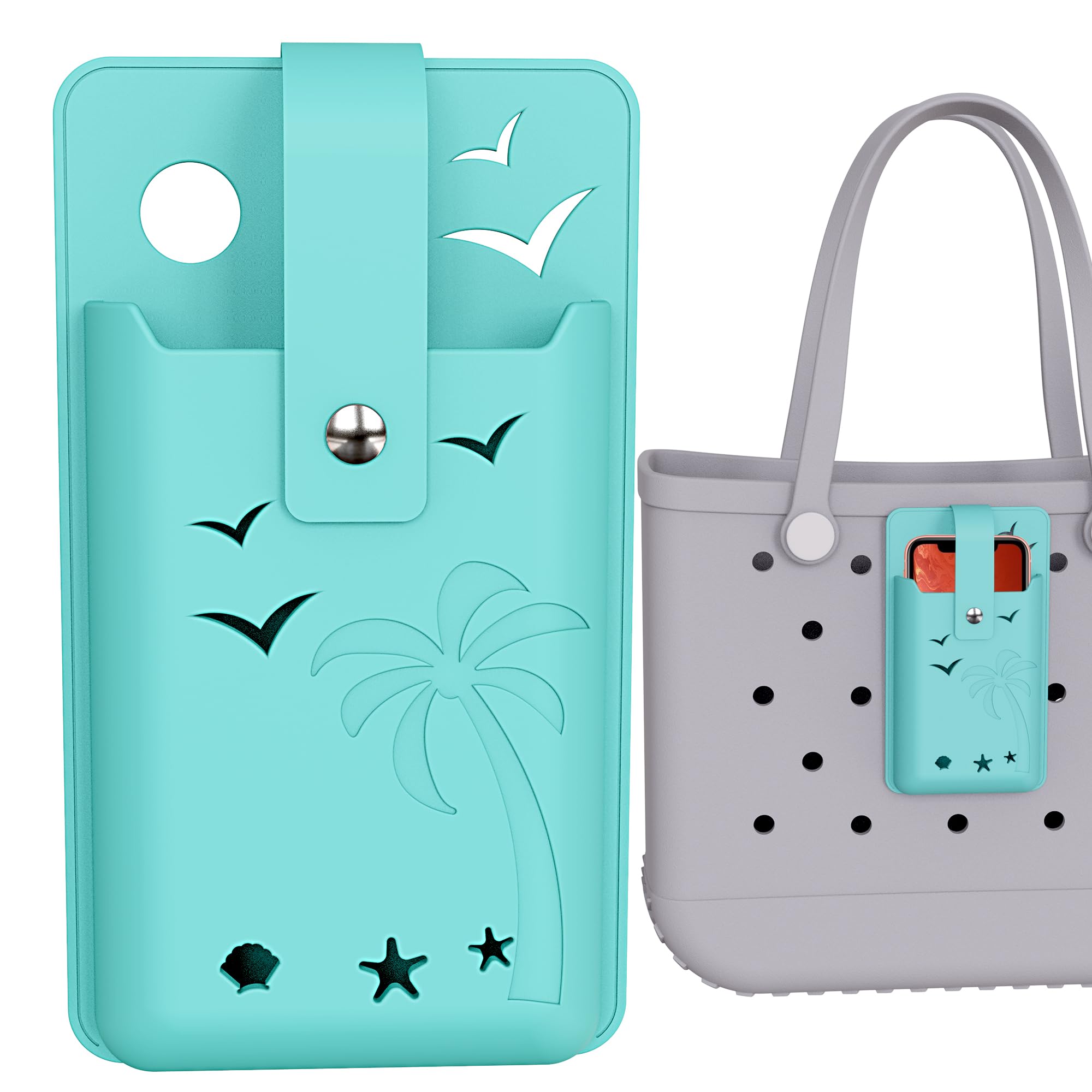 Ocing Phone Holder With Security Lock - Beach Tote Bag Organizer Attachment And Accessories (Sky Blue)