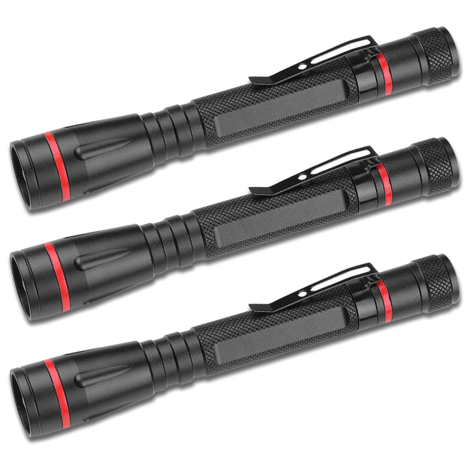 Mviocs Led Mini Flashlight, Bright Small Handheld Pocket Flashlights With Clip, Zoomable,3 Modes,High Lumens Pen Light For , Camping, Work, Hurricane & Power Outage (3 Pack)