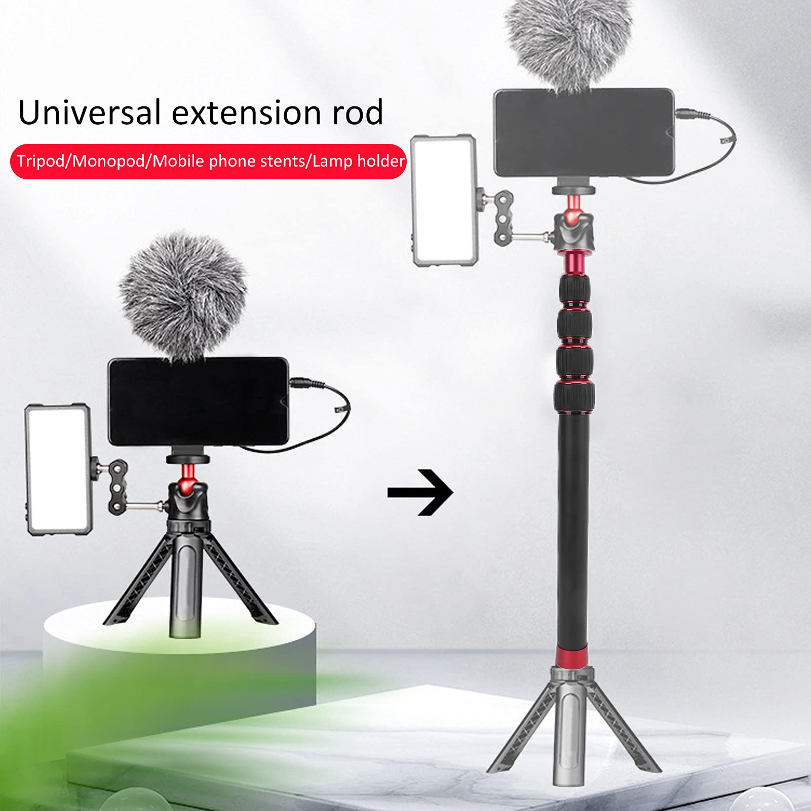 Vbestlife Camera Monopod, Professional 33.5-108Cm/13.2-42.5In Aluminum Alloy Monopod Universal 1/4Screw Tripod Extension Rod For Tripod Monopod Length Extension