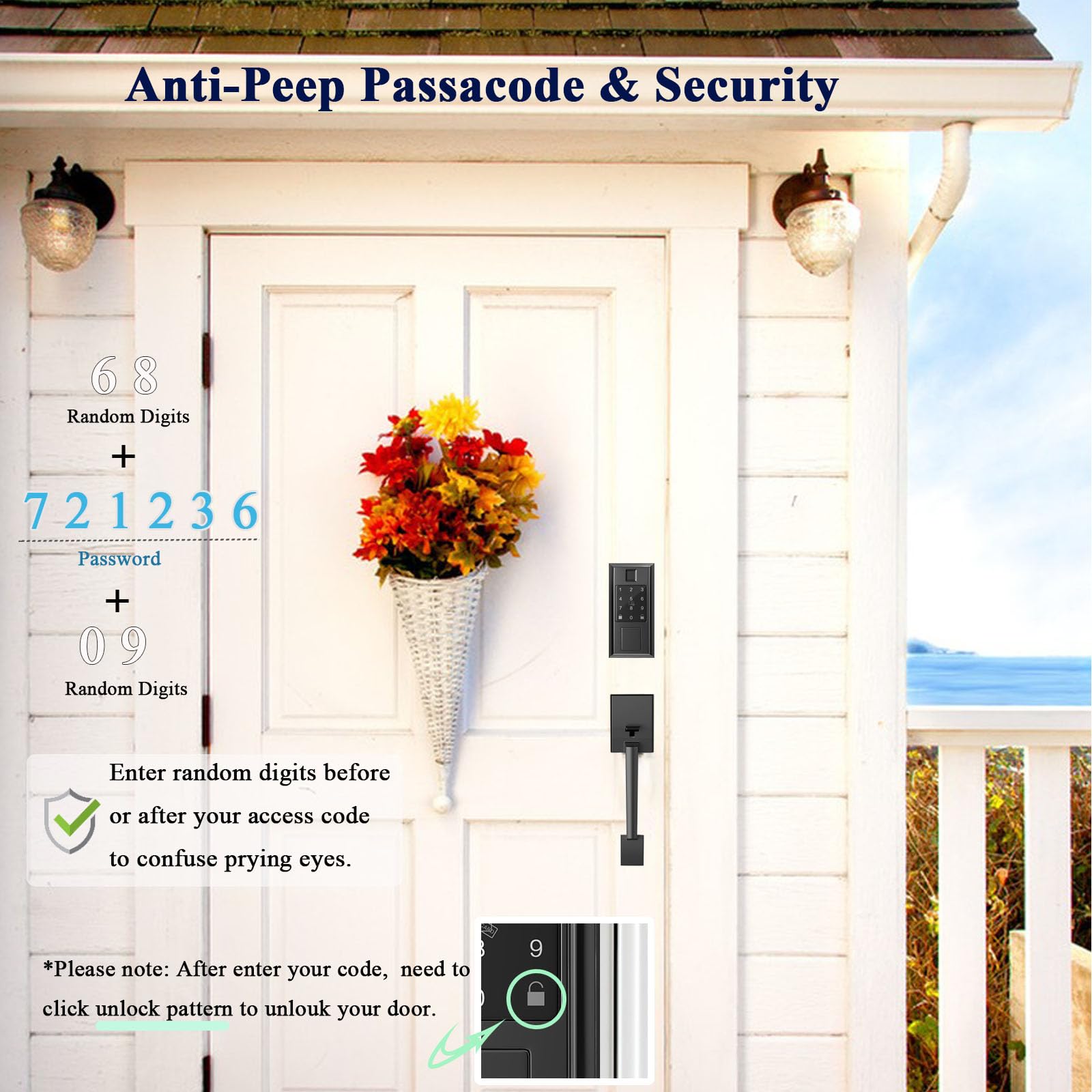 Yytdzsw Smart Locks For Front Door With Handle Knob Set, Keyless Entry Door Lock, Fingerprint & App Control, Touchscreen Keypad Deadbolt, Auto Lock, Matte Black