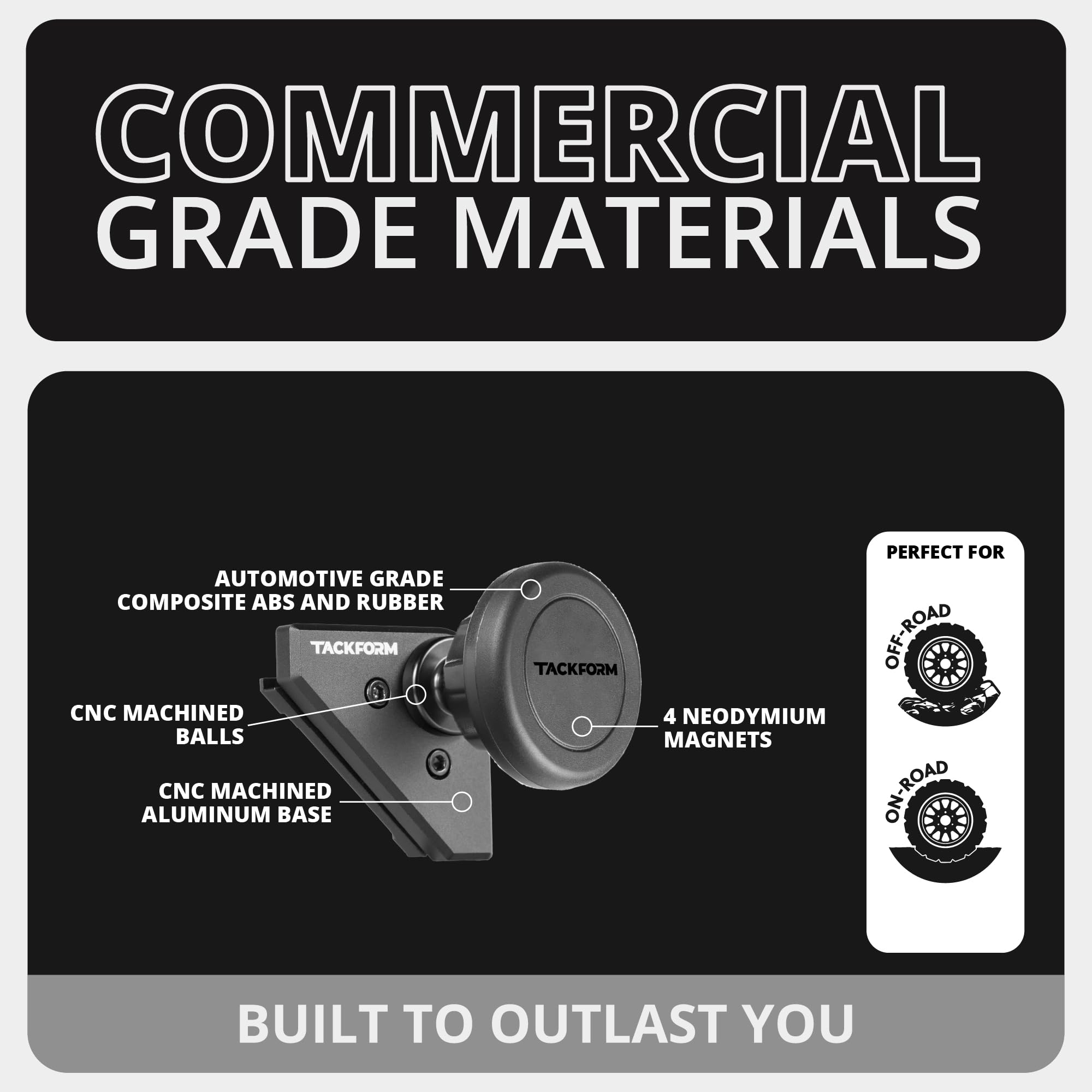 Tackform Link Vent Mount Magnetic Phone Holder - Compatible With '21-'25 Ford F150 & Raptor, '23-'25 Ford Super Duty  Aluminum Base  Short Reach  Not Compatible With Magsafe