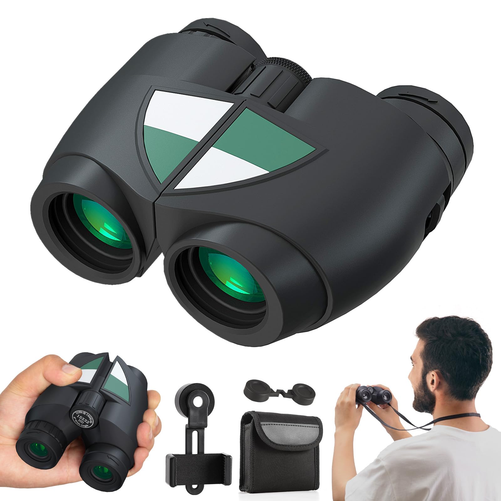 Urbancoast 15X32 Compact Binoculars For Adults And Kids, High Power Lightweight Small Binoculars With Phone Adapter For Concert Cruise Ship Hiking Bird Watching Travel Safari Viewing Football Sports