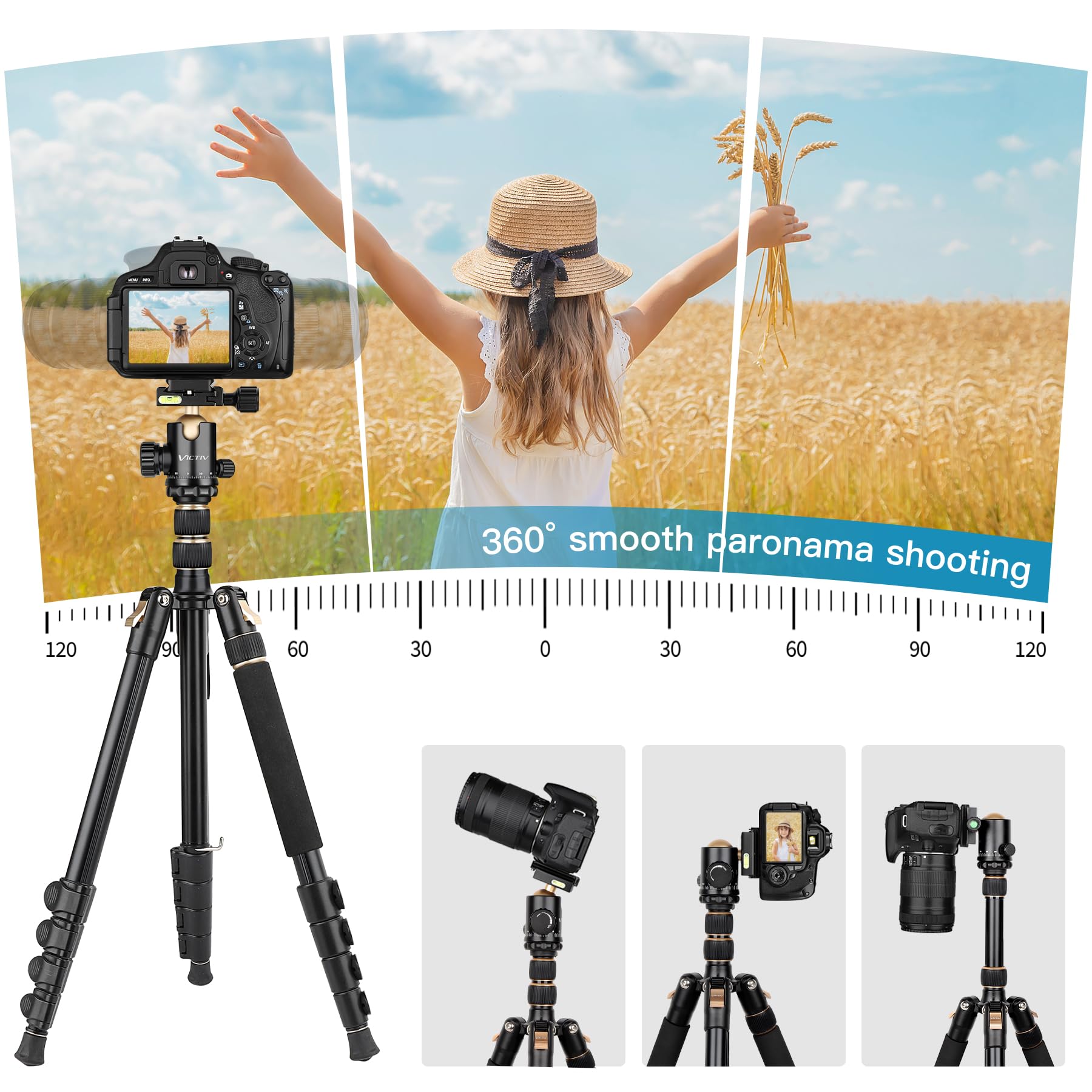 Victiv Professional Dslr Tripod For Photography - Tall, Lightweight & Heavy Duty - Spotting Scopes, Telescope & Binoculars - Compact Complete Tripod Unit