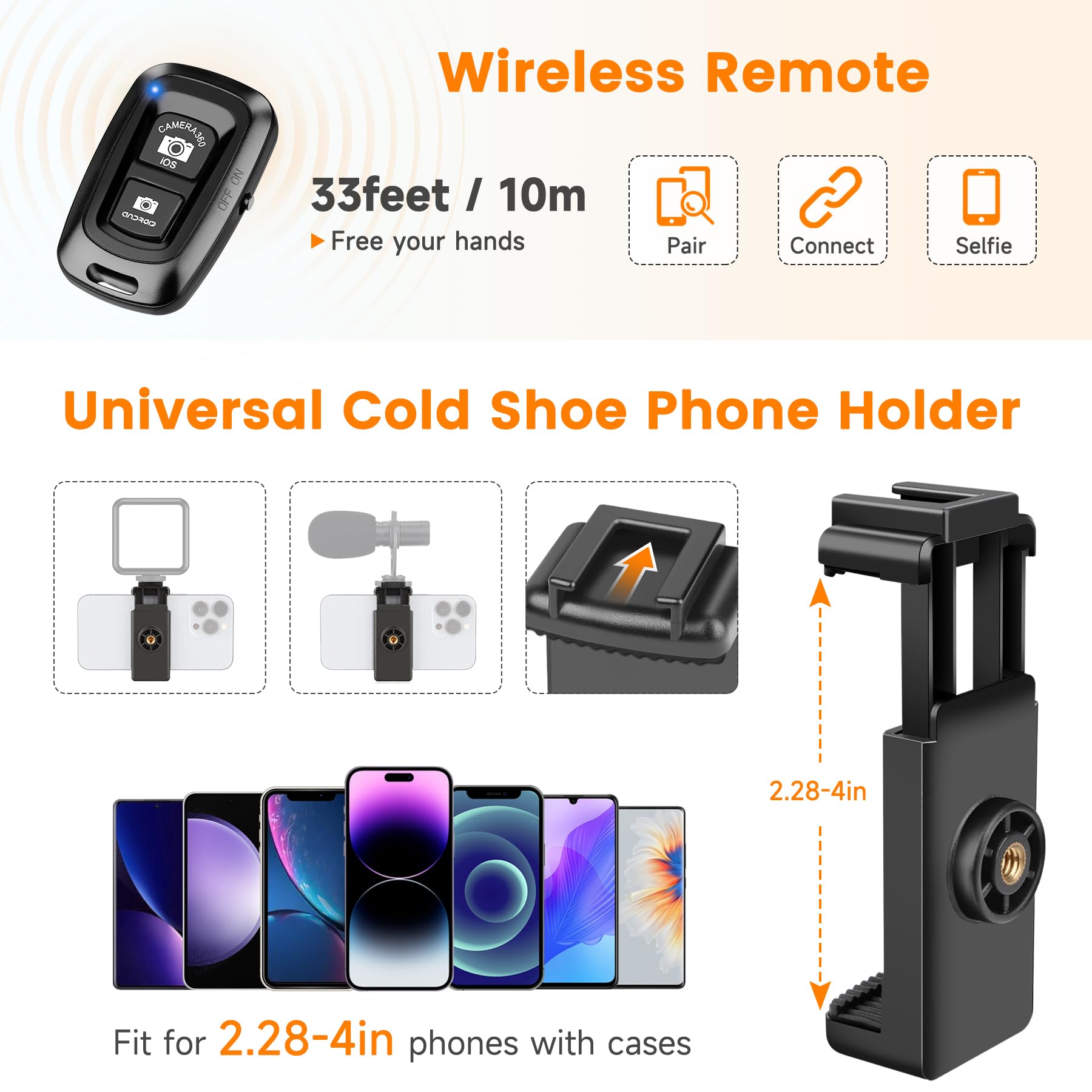 Victiv 90" Gooseneck Phone Tripod, Flexible Cellphone Tripod For Iphone With Remote Phone Holder, Camera Stand For Recording, Content Creator Essentials, Compatible With Iphone Android