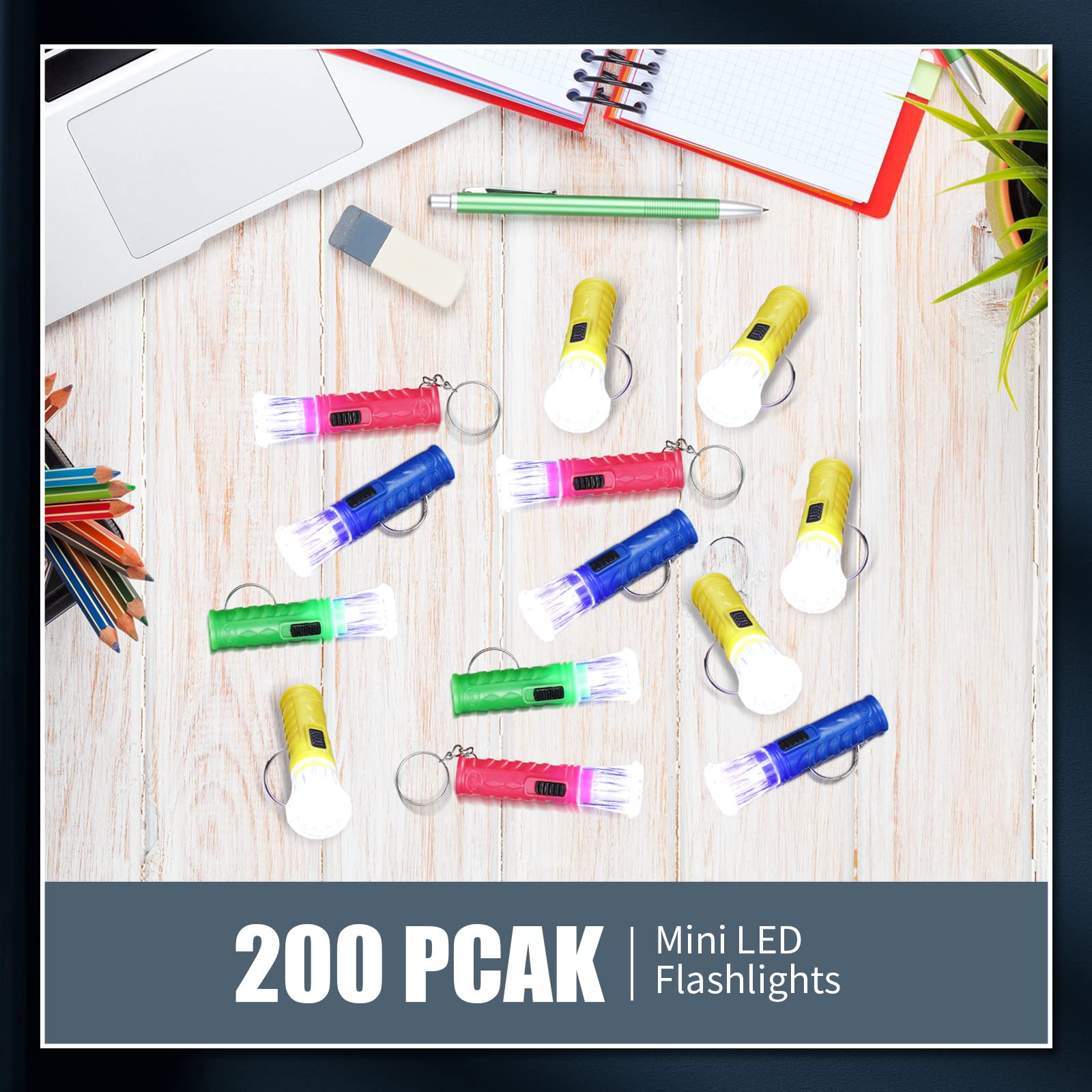 Geelin 200 Pcs Mini Flashlight Keychain 6 Colors Flashlight Small Led Torch Keyring For Hiking Camping Party Favors Travel Night Reading Dog Walking Goody Bag Stuffers