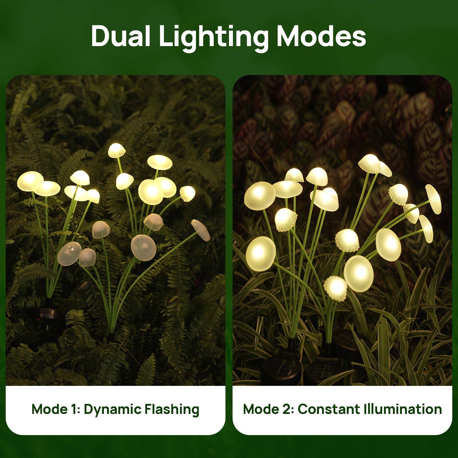Rieyue Solar Garden Lights, 4-Pack Dual Mode Led Solar Mushroom Lights, Waterproof Firefly Outdoor Decor For Yard, Patio, And Pathway – Warm White Jellyfish Ambiance