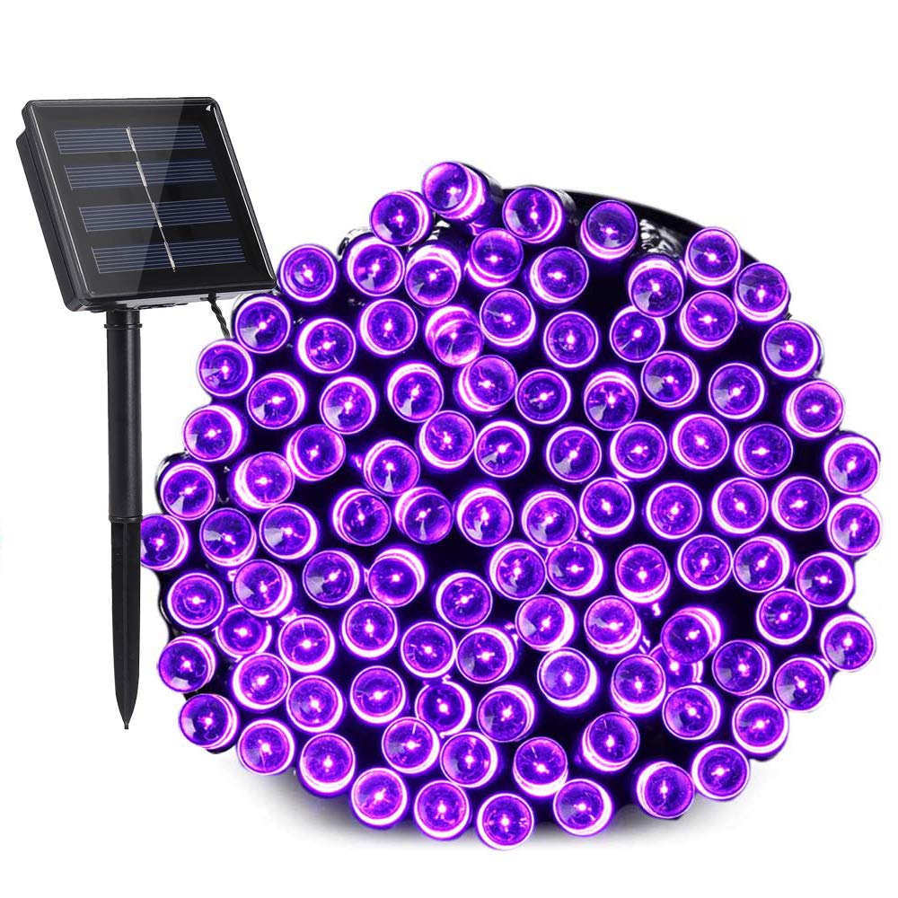 Toodour Solar Christmas Lights Outdoor, 200 Led 8 Modes Christmas String Lights, Waterproof Solar Light String For Garden, Patio, Fence, Holiday, Party, Balcony, Outdoor Christmas Decorations - Purple