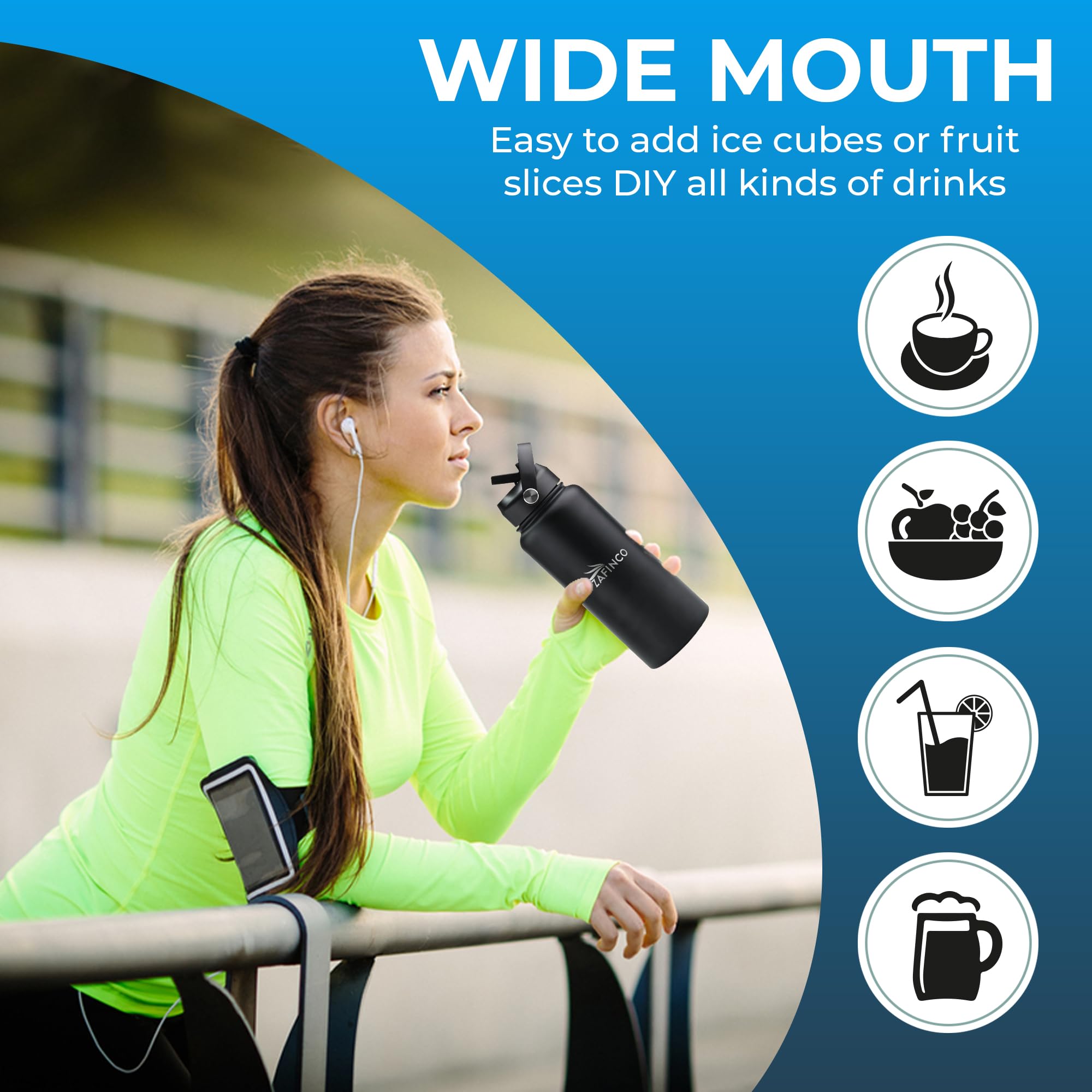 Hydra Flask Double Walled Insulated Water Bottle With Straw - 32 Oz Stainless Steel Water