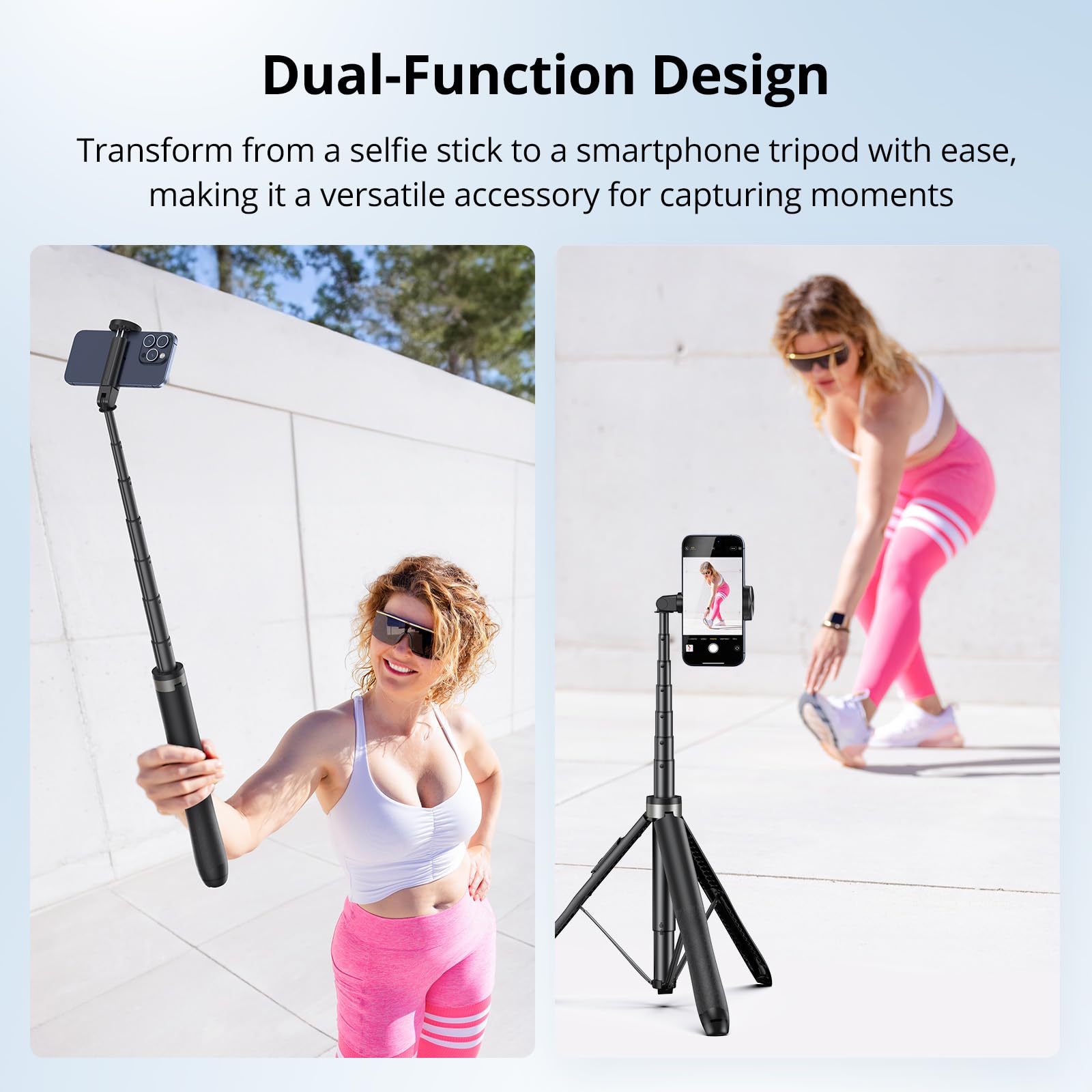 Syncwire 53.5" Phone Tripod, Selfie Stick Tripod With Bluetooth Remote, All-In-One Aluminum Phone Tripod Stand For 4”-7” Iphone And Android Smartphones, Black