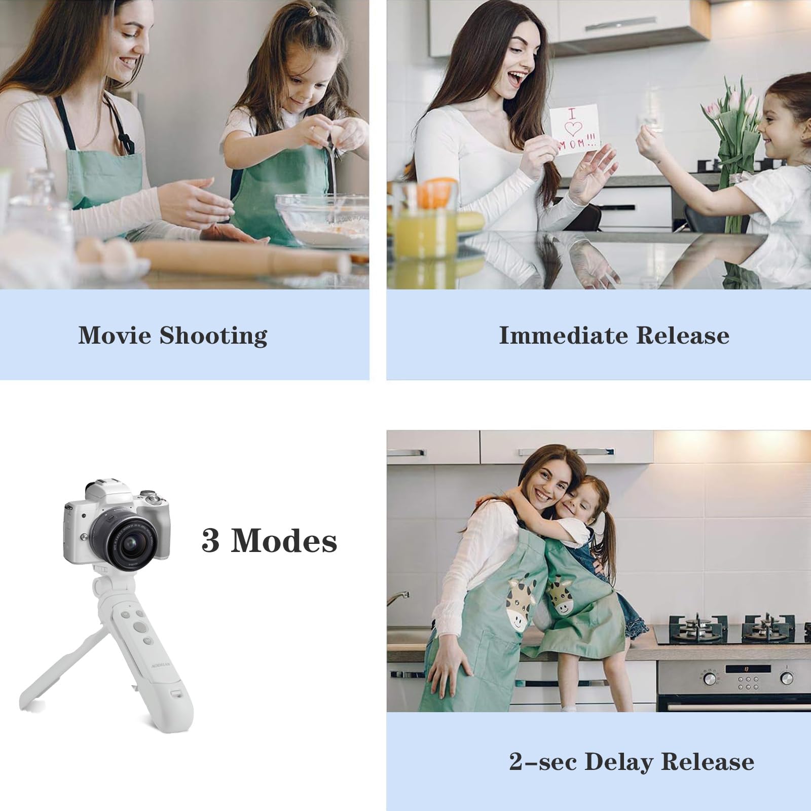 Aodelan Wireless Camera Remote Control Shooting Grip And Tripod (White) With Shutter Release For Canon Eos Rebel Sl3, T7I, T8I, 90D, M50, Eos R, Rp, R5, R6, R6 Ii, Powershot Sx70 Hs, G7 X Iii, G5 X Ii, M6 Ii