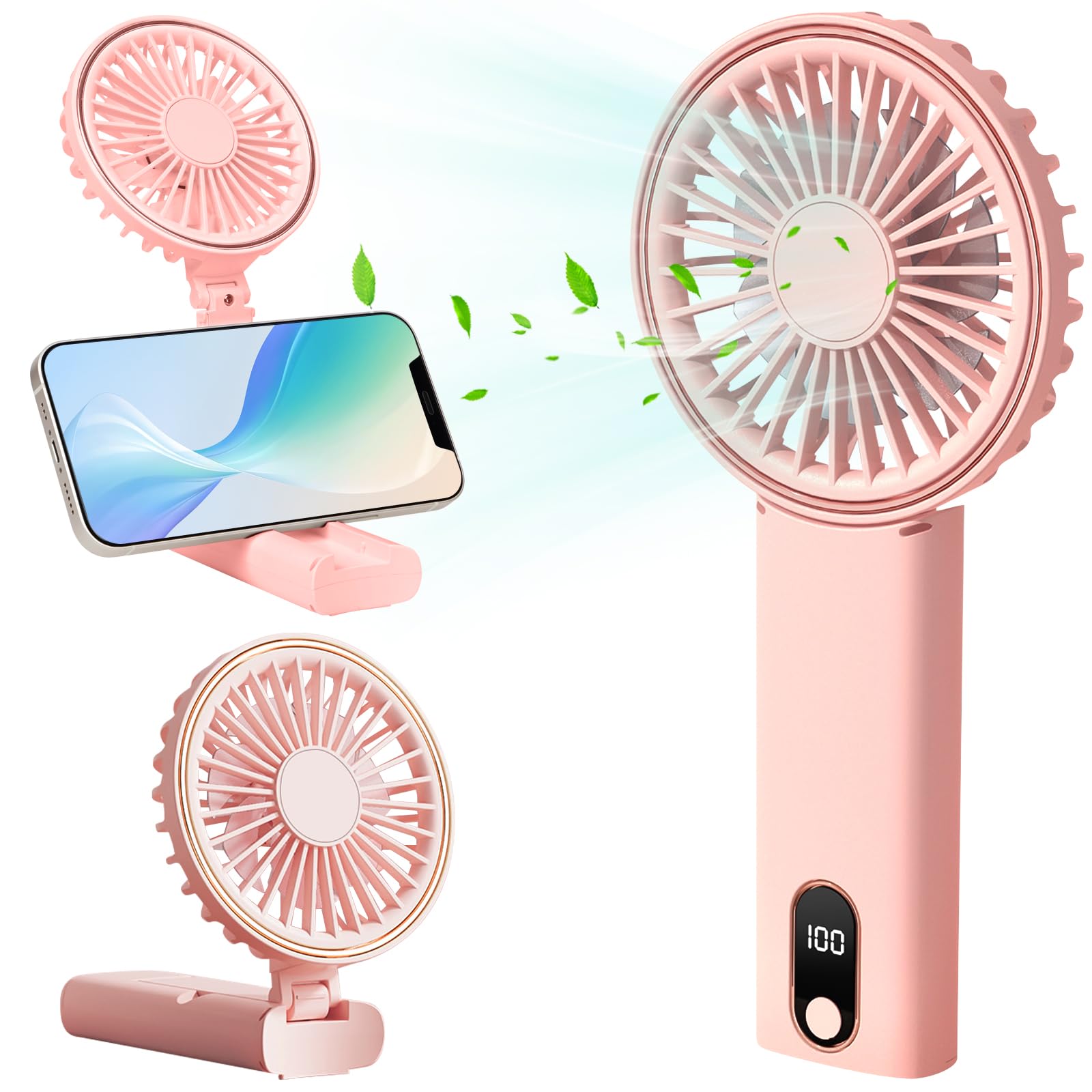Portable Mini Fan, 2000Mah Battery Operated Fan, 4 In 1 As Phone Holder, Handheld Fan, Desk Fan, Usb - Koospark